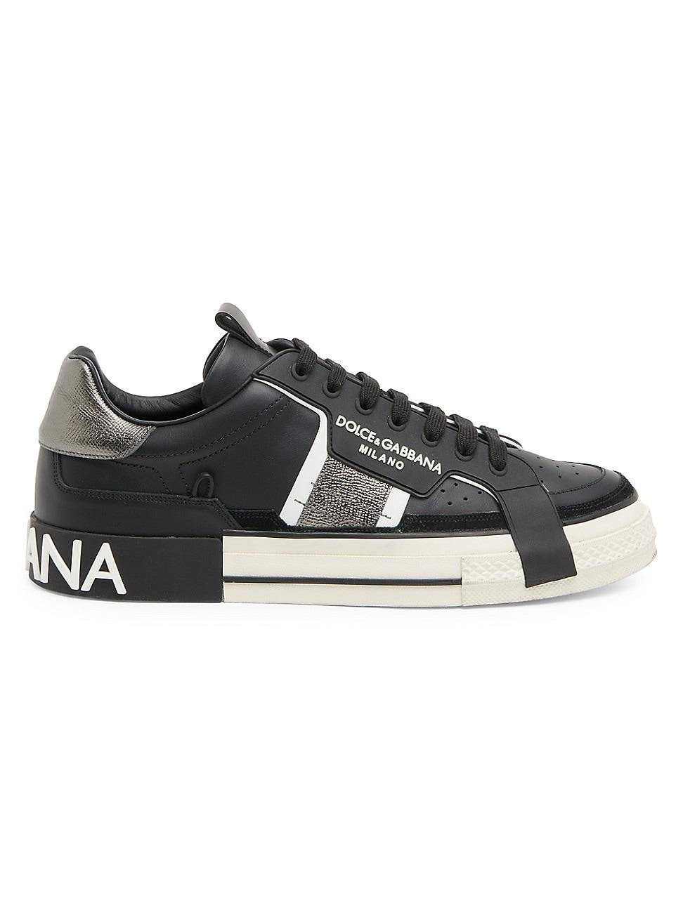 Mens Portofino Metallic Leather Low-Top Sneakers Product Image
