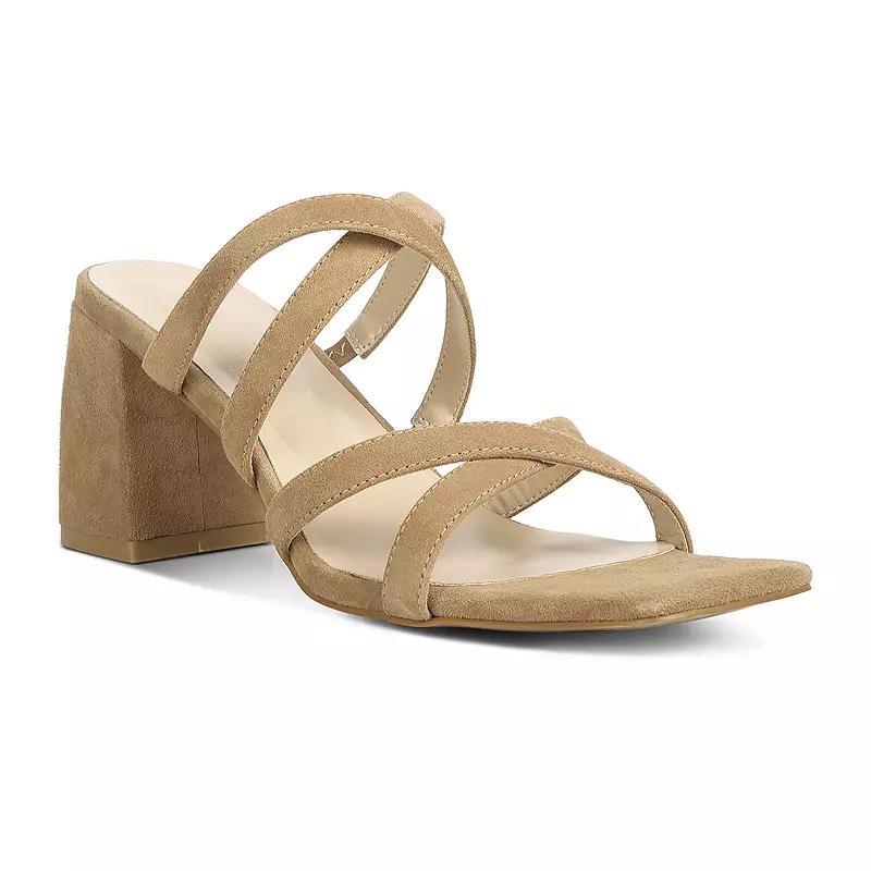 Rag & Co Valentina Women's Suede Strappy Block Heel Sandals, Size: 9, Black Product Image