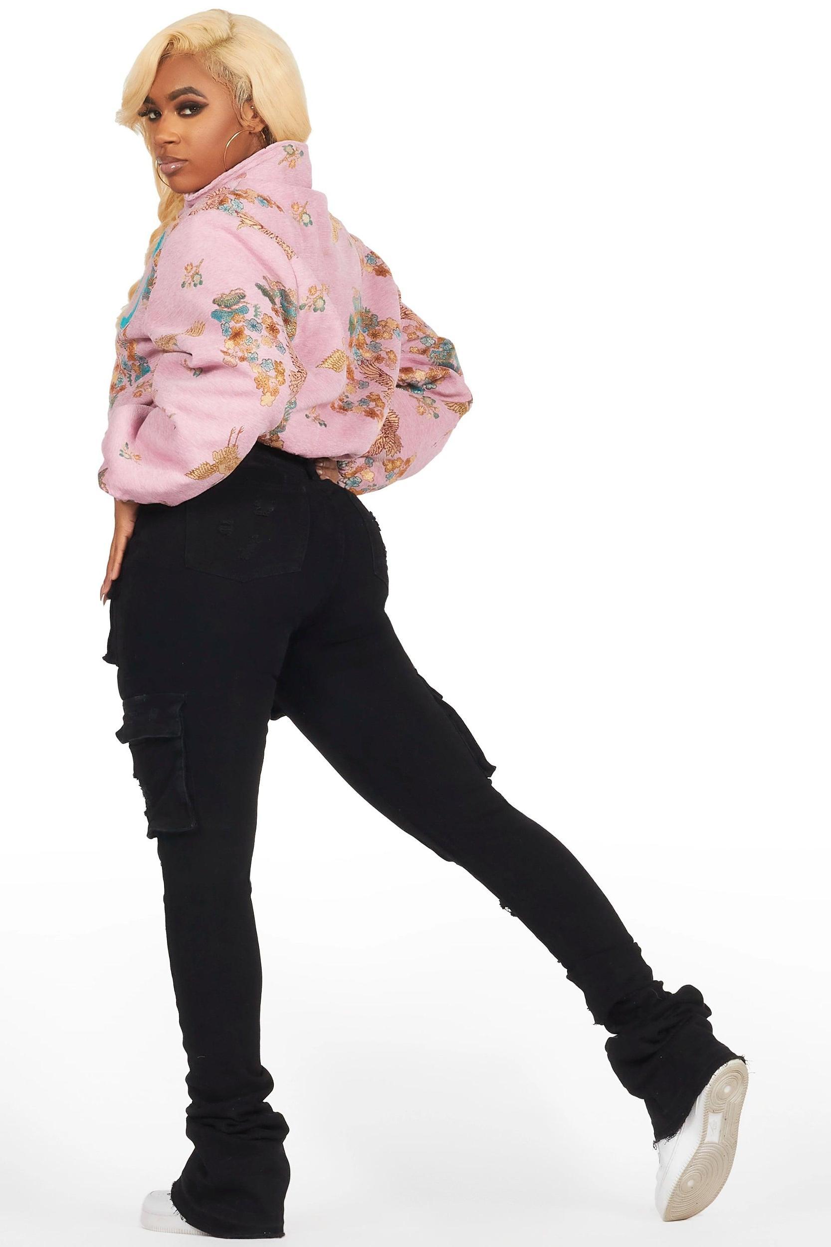 Vatasha Pink Tapestry Puffer Jacket Female Product Image