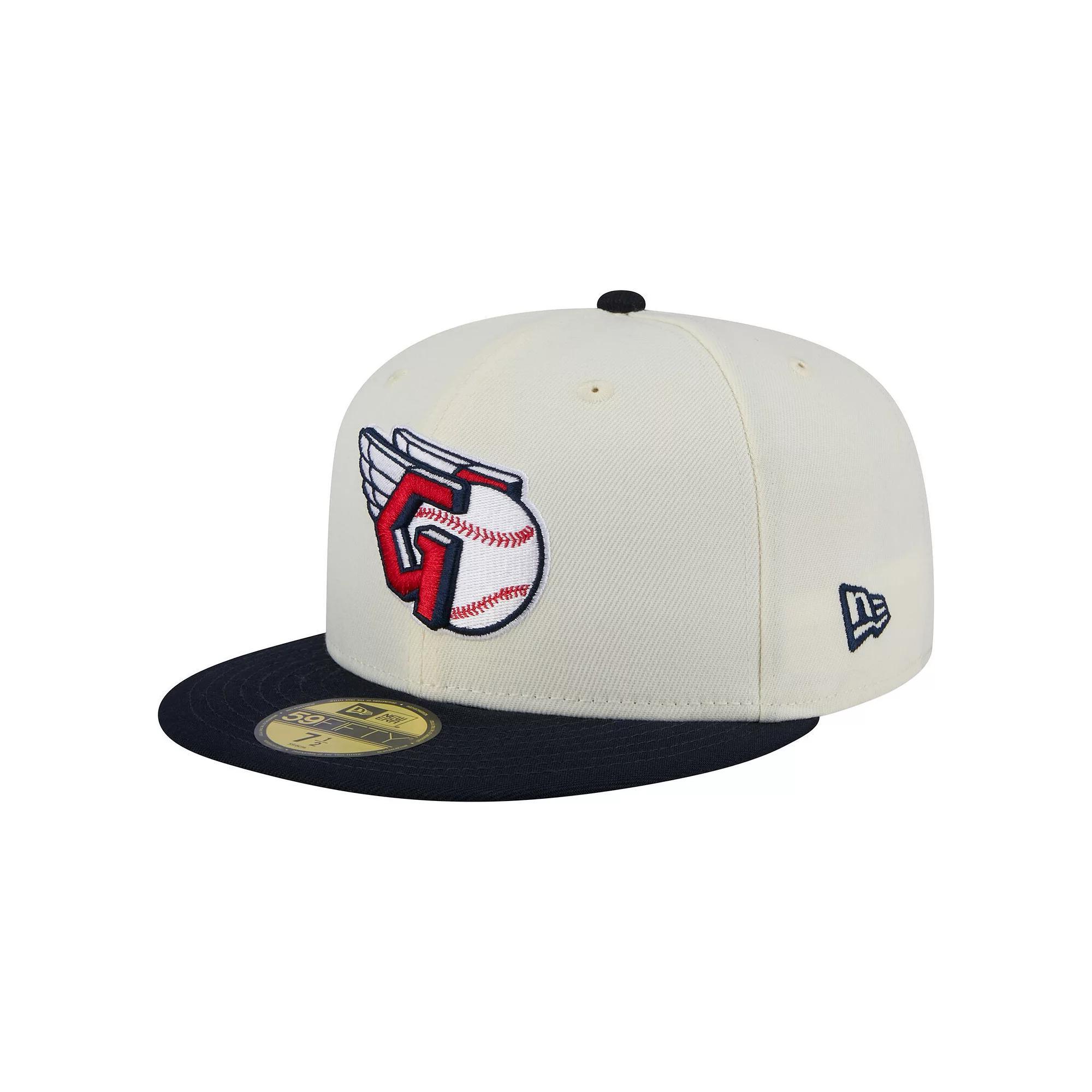 Men's New Era Cream Cleveland Guardians Chrome 59FIFTY Fitted Hat, Size: 7 5/8, Grd Beige Product Image
