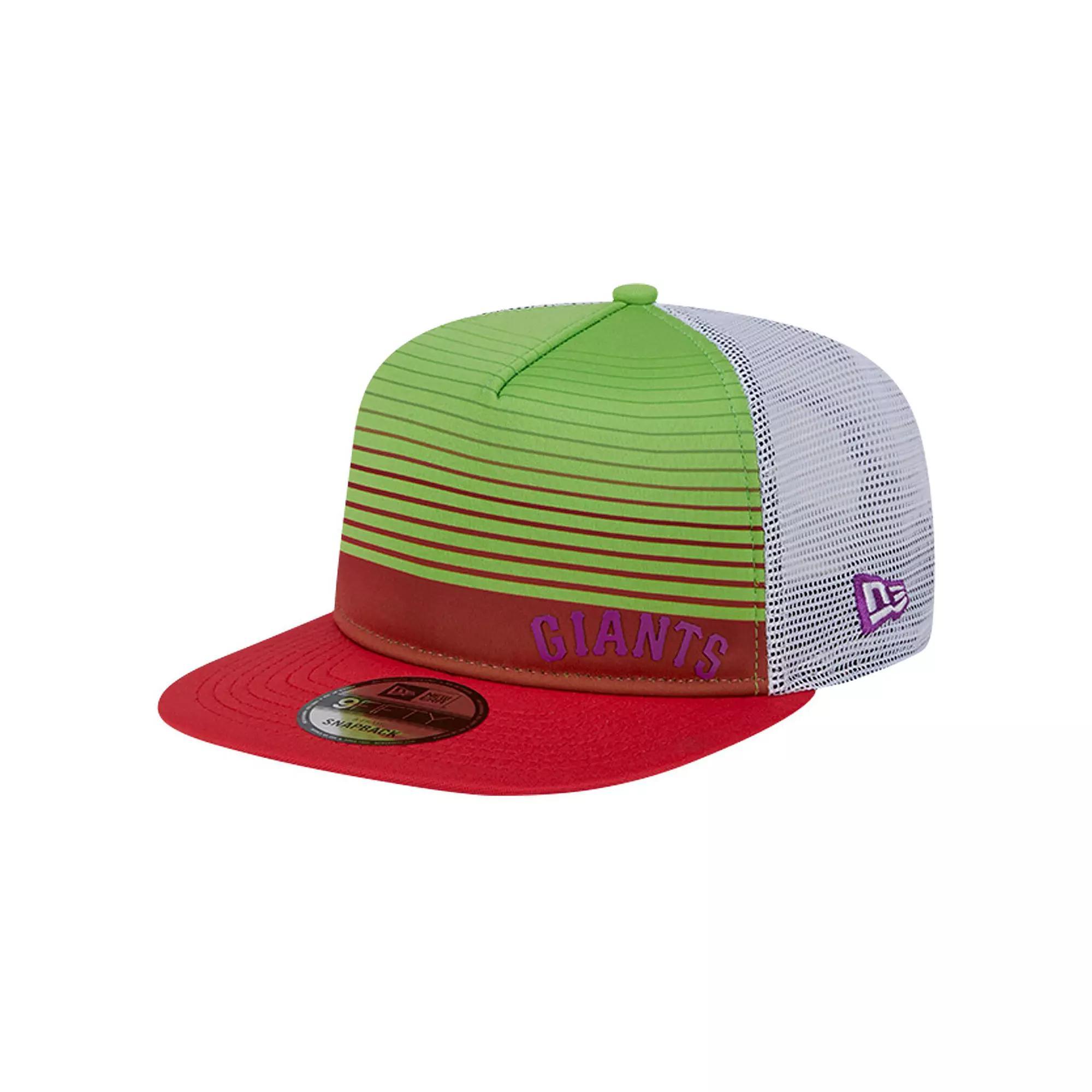 Men's New Era Red San Francisco Giants Neon Horizon A-Frame Trucker 9FIFTY Snapback Hat Product Image
