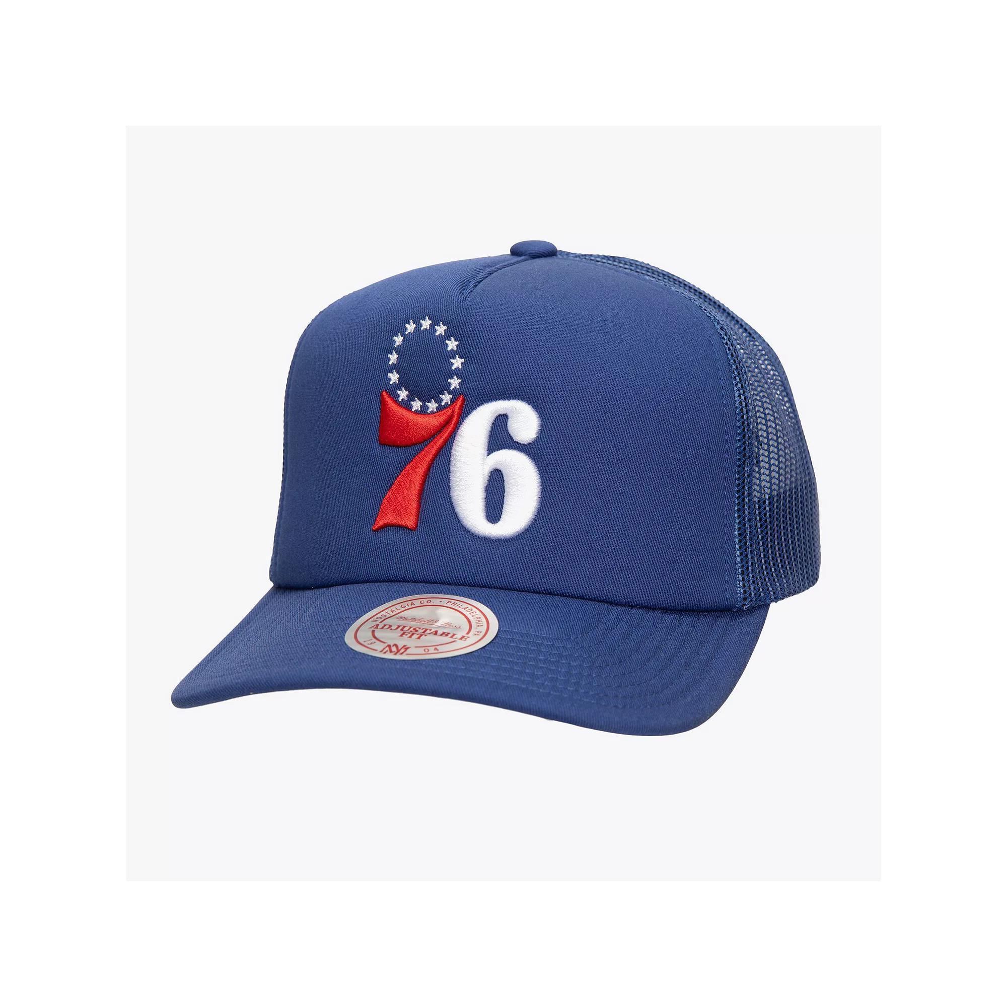 Men's Mitchell & Ness Royal Philadelphia 76ers Core Evergreen OTC Trucker Adjustable Hat, 76r Blue Product Image