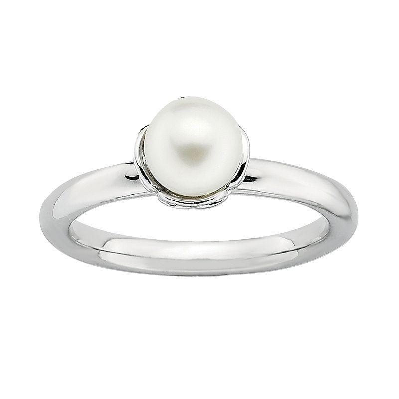 Stacks & Stones Sterling Silver Freshwater Cultured Pearl Stack Ring, Women's, Size: 8, White Product Image