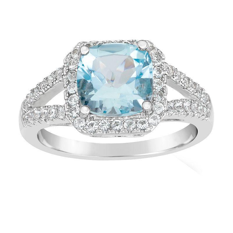 Sterling Silver Blue & White Topaz Split Band Ring, Women's, Size: 6 Product Image
