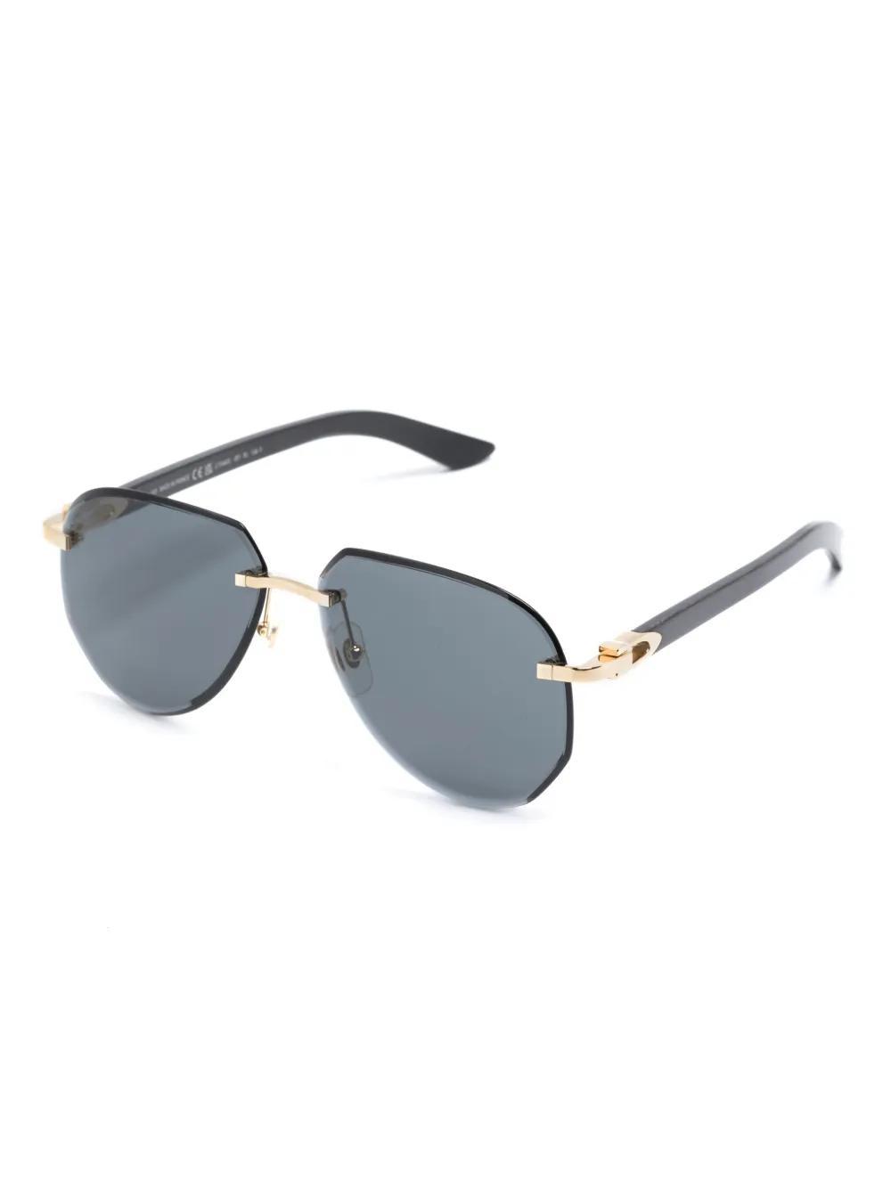 CARTIER C Decor Pilot-frame Sunglasses In Black Product Image