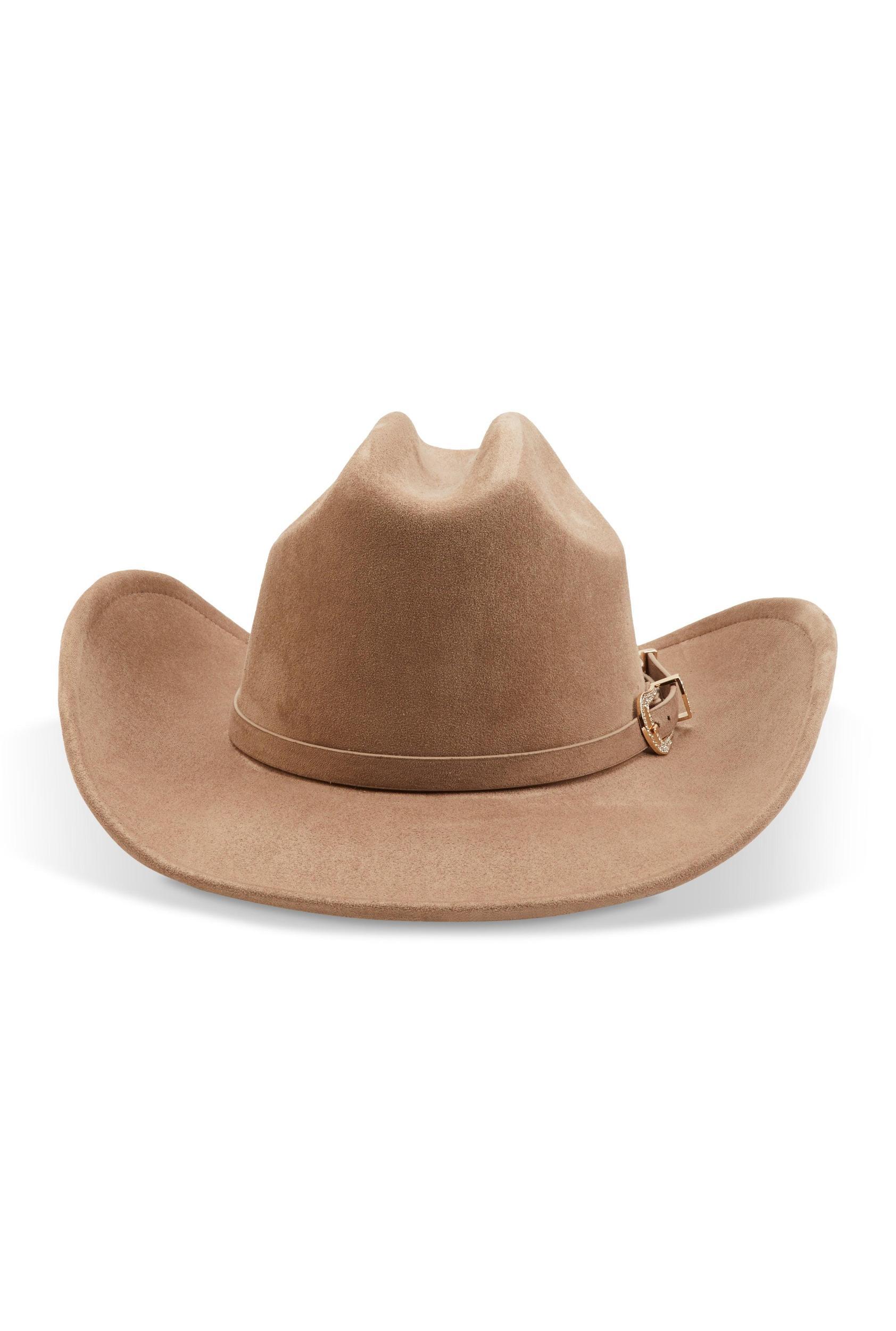 Womens Rhinestone Buckle Faux Suede Cowboy Hat Product Image