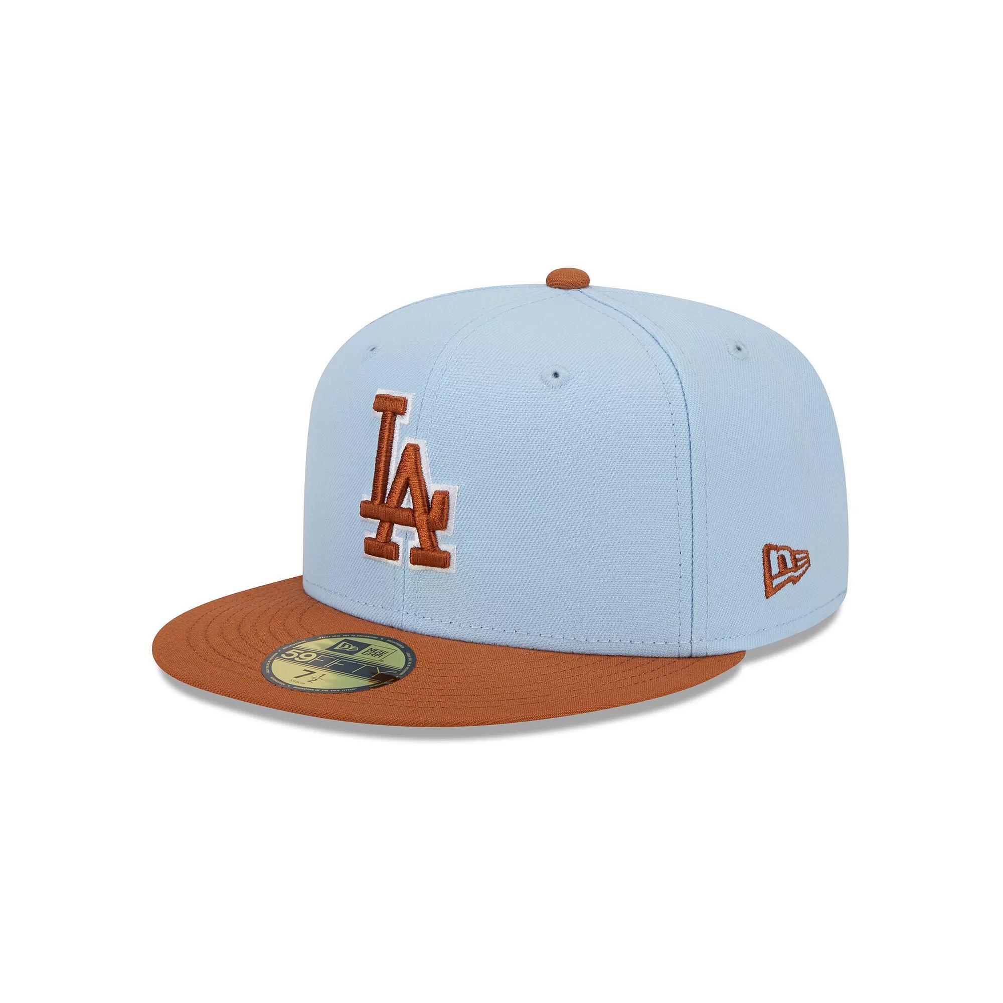 Men's New Era Light Blue/Brown Los Angeles Dodgers Spring Color Basic Two-Tone 59FIFTY Fitted Hat, Size: 8 Product Image
