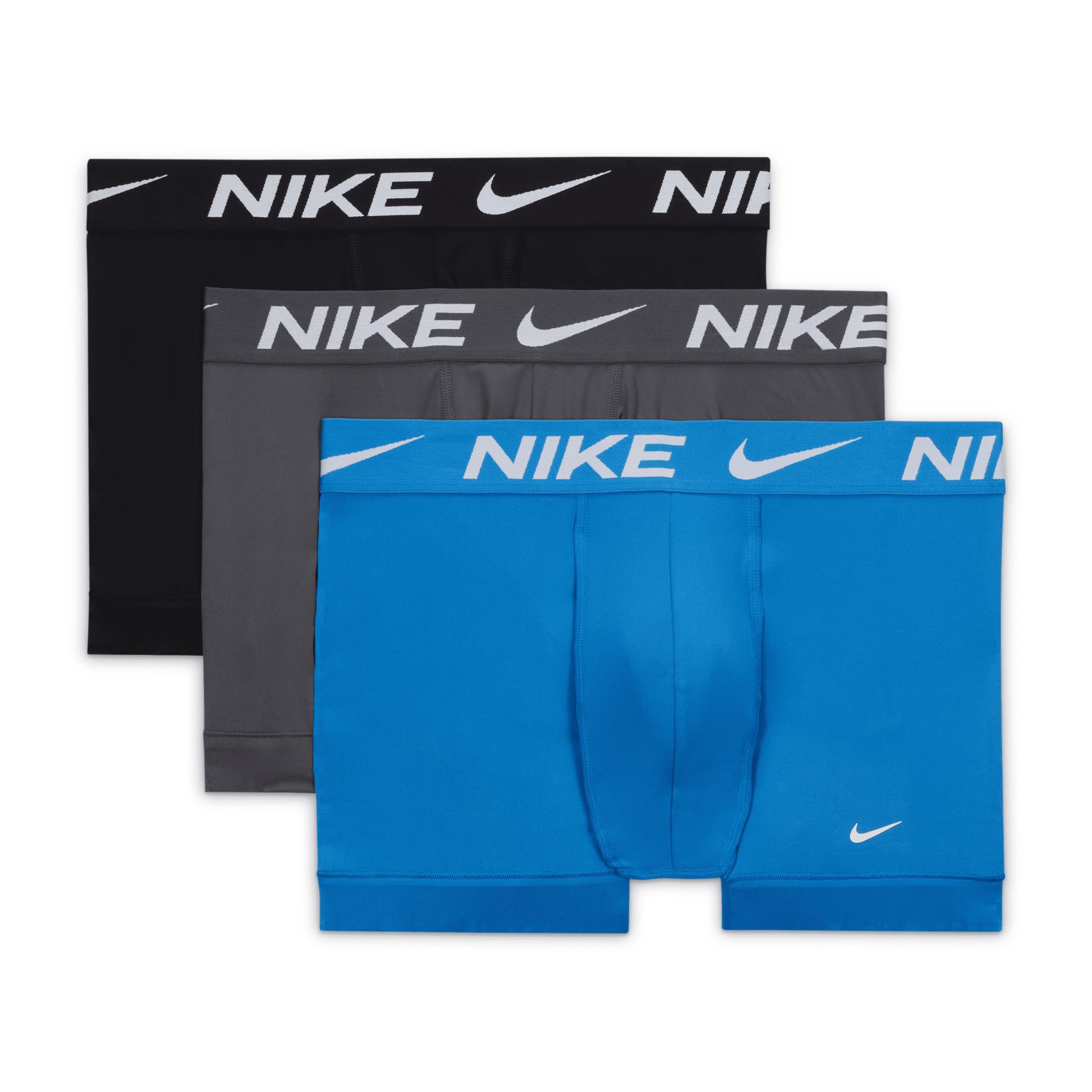 Men's Nike Dri-FIT Essential 3-pack Microfiber Trunks, Size: Medium, Nike Logo Grey Black Product Image