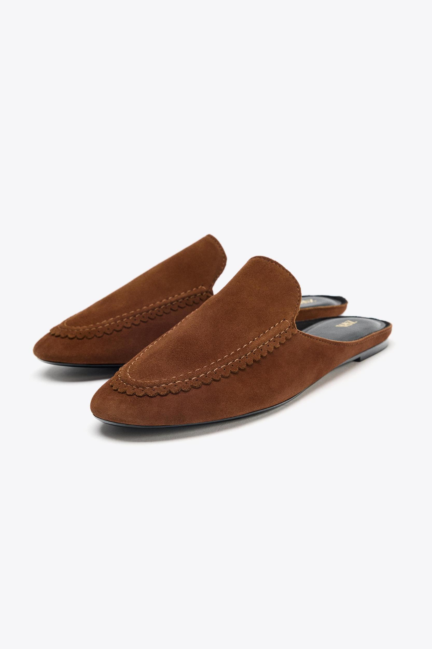 SPLIT LEATHER SLINGBACK SLIPPERS Product Image