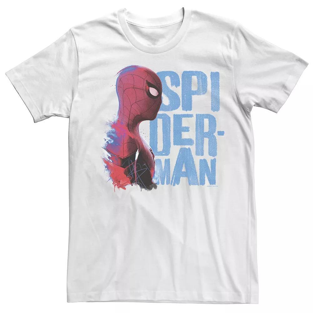 Men's Marvel Spider-Man Far From Home Side Profile Logo Stack Graphic Tee, Size: XXL, White Product Image