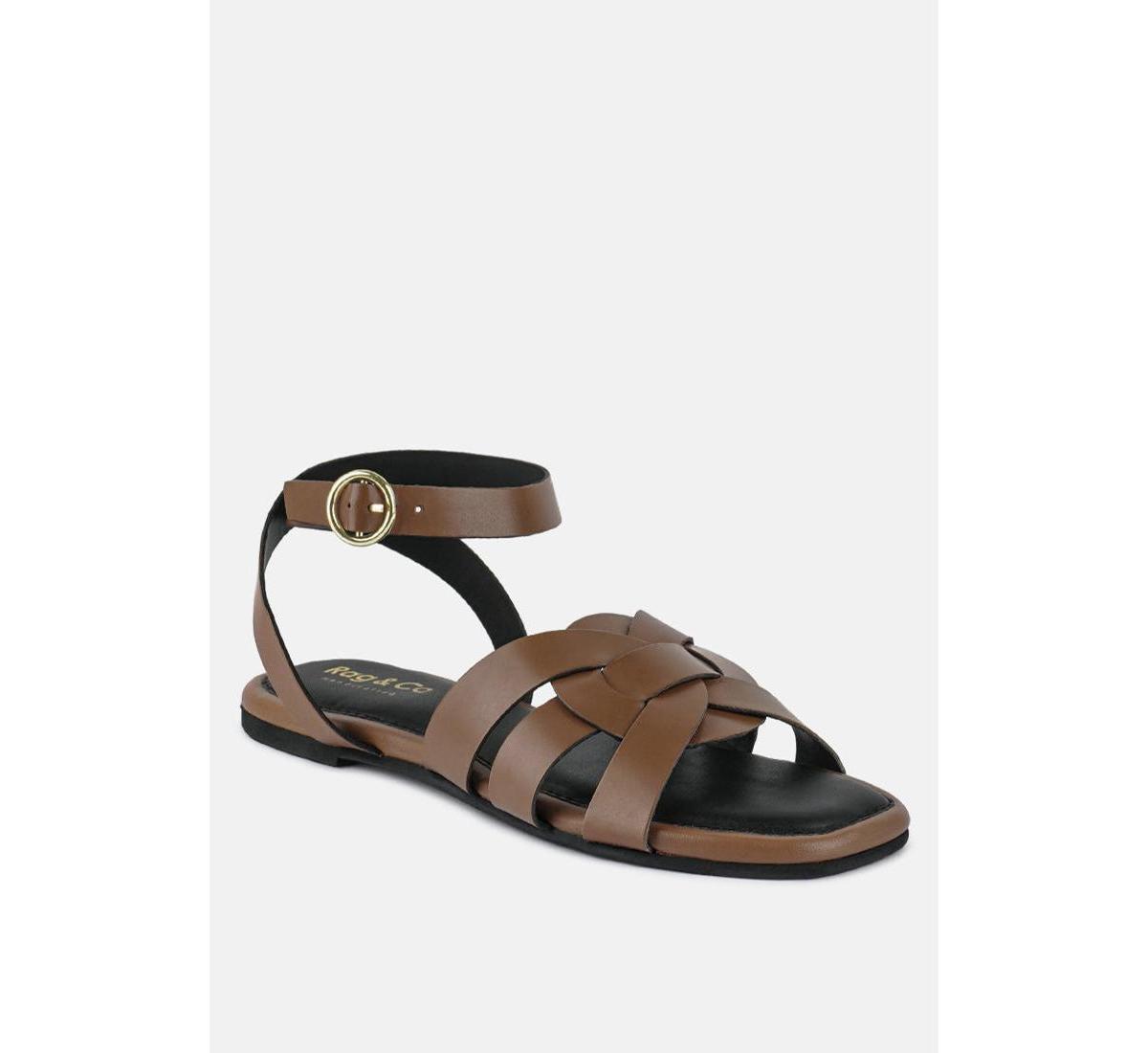 Womens Ashton Beige Flat Ankle Strap Sandals Product Image