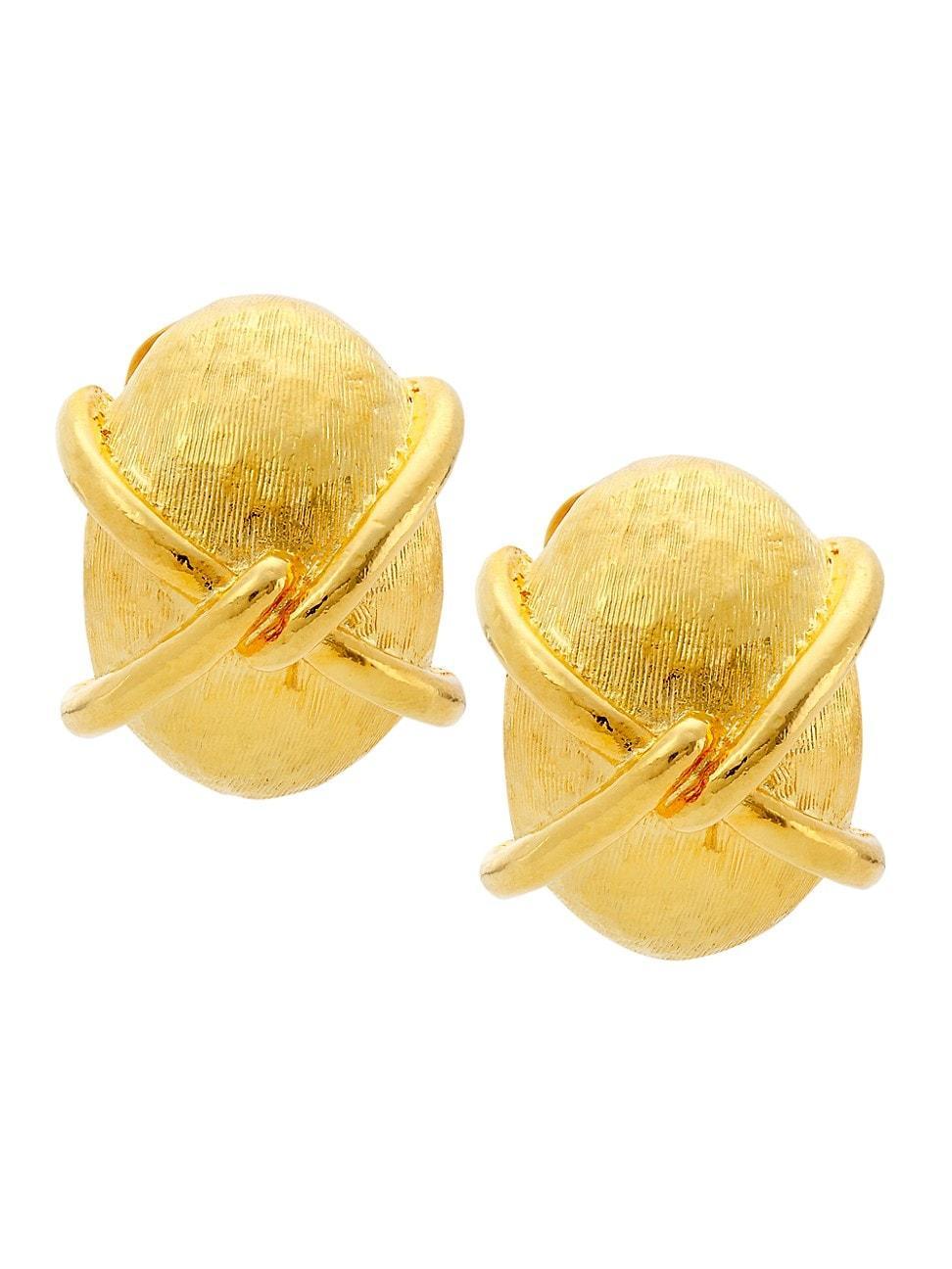Gold X Button Earrings Product Image