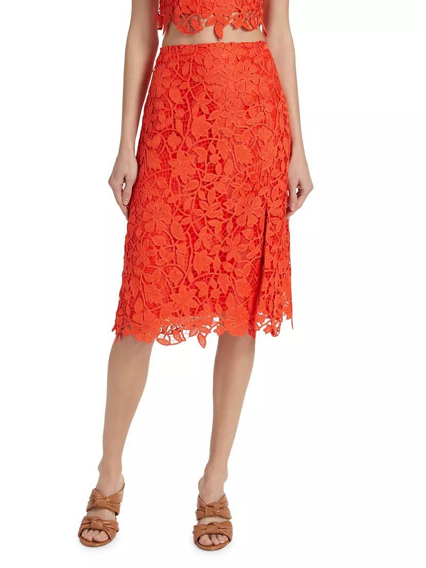 Carreen Floral Lace Slit Skirt Product Image