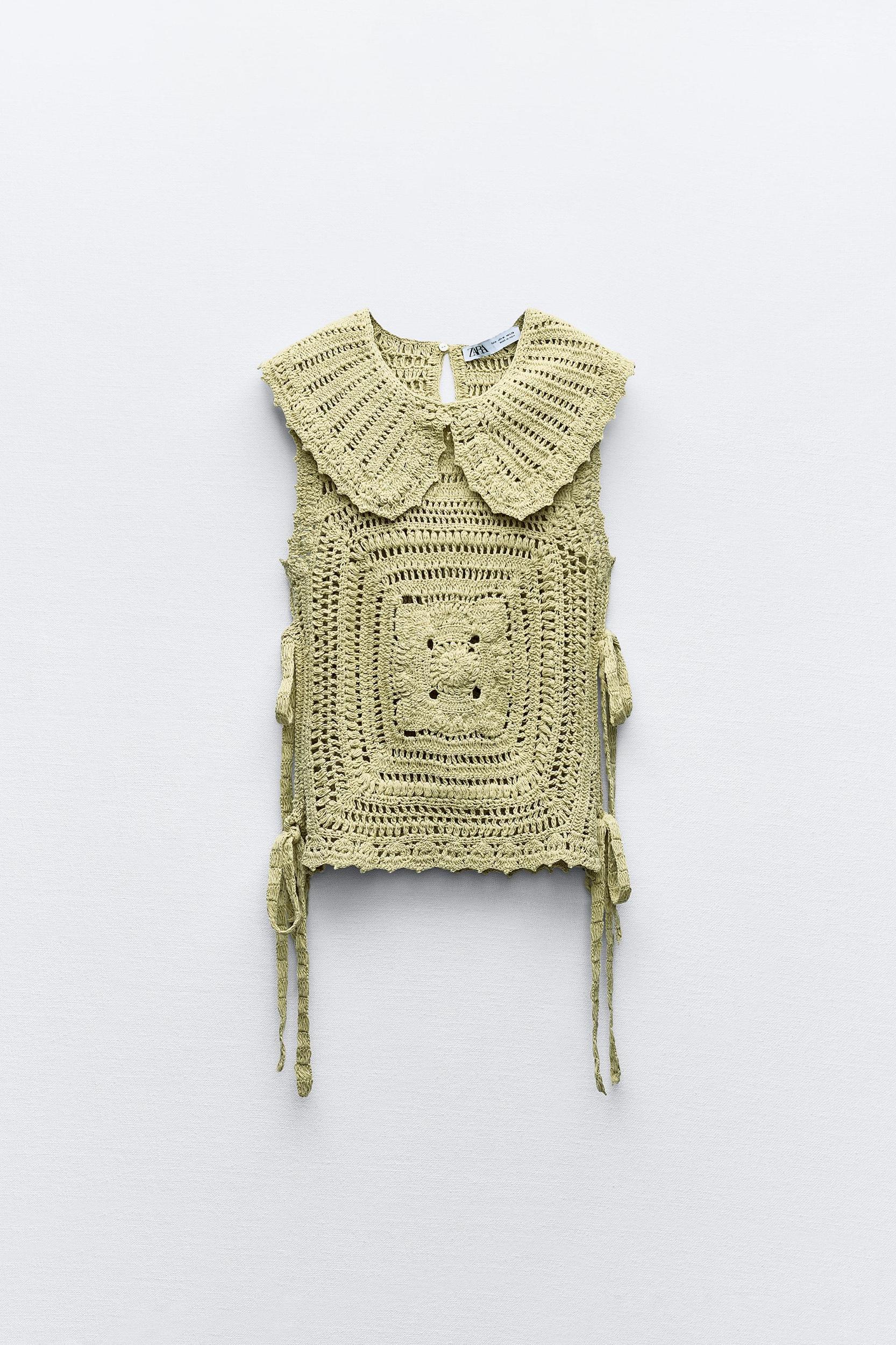 CROCHET KNIT TOP WITH SIDE TIES Product Image