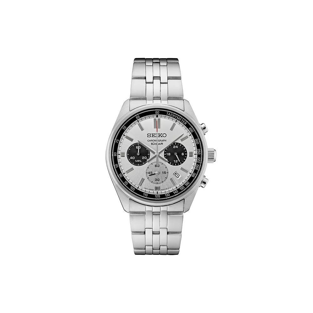 Seiko Mens Essentials Blue Dial Stainless Steel Chronograph Watch Silver Product Image
