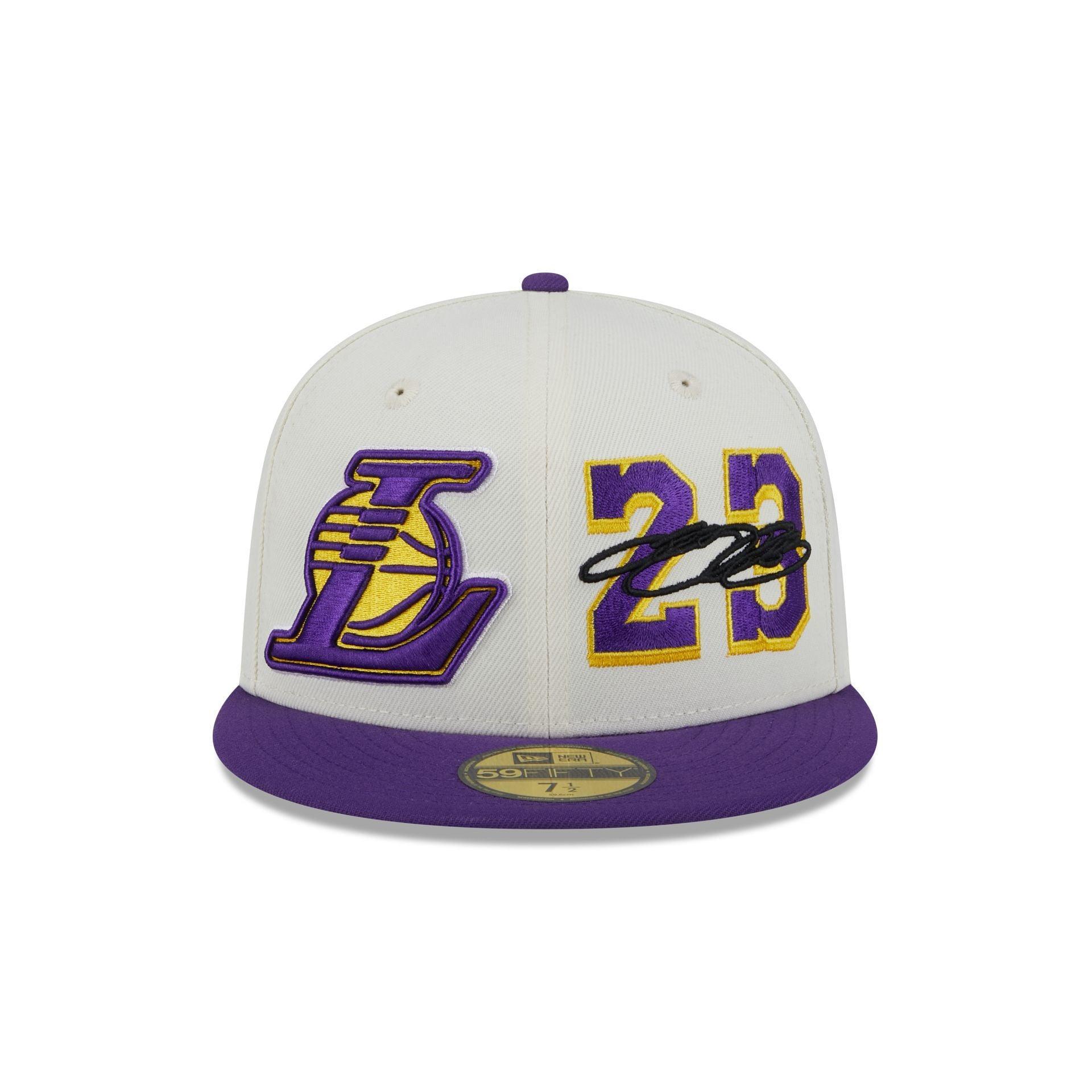 Los Angeles Lakers Lebron James Chrome White 59FIFTY Fitted Hat Male Product Image