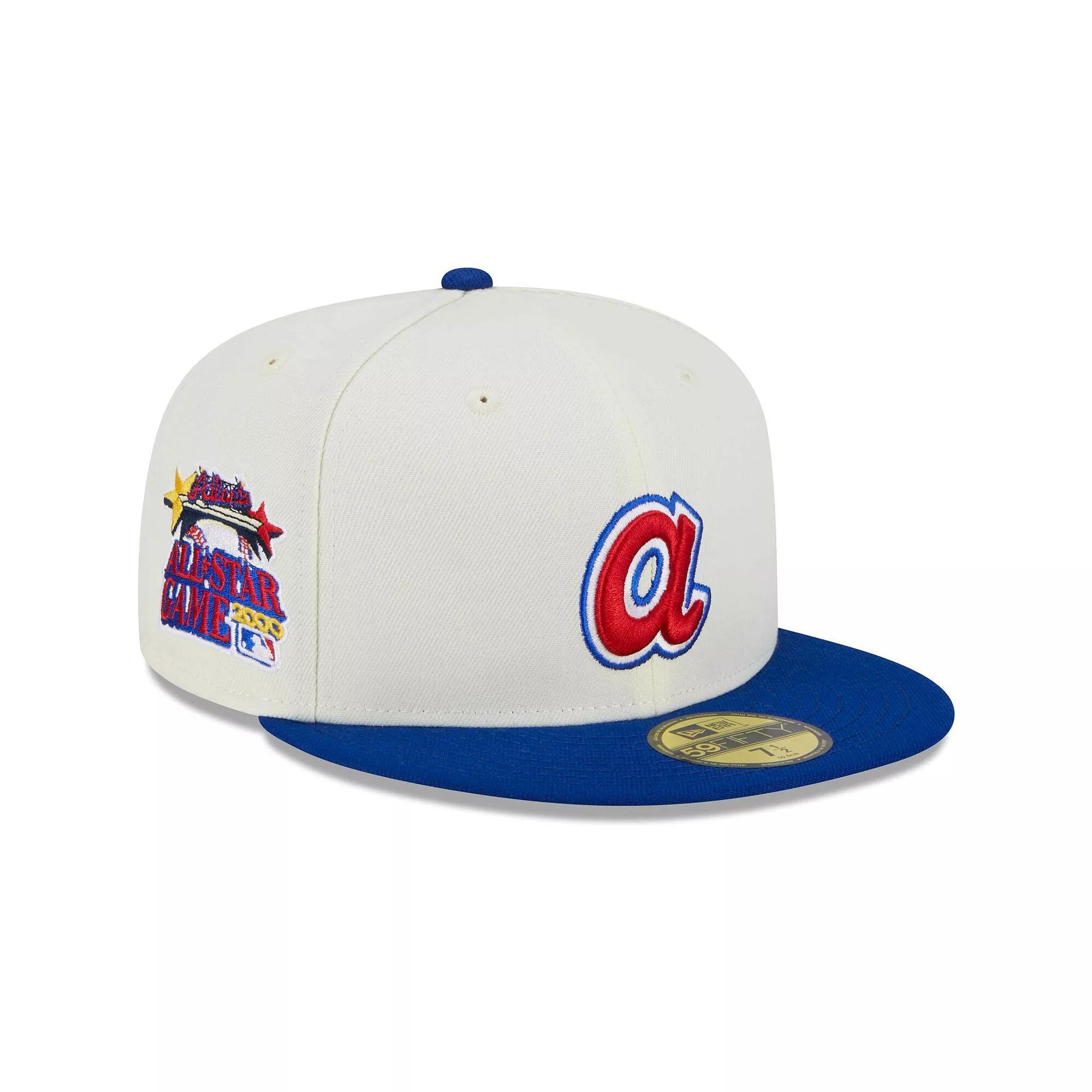 Men's New Era Stone/Royal Atlanta Braves Retro 59FIFTY Fitted Hat, Size: 7 7/8, Team Product Image