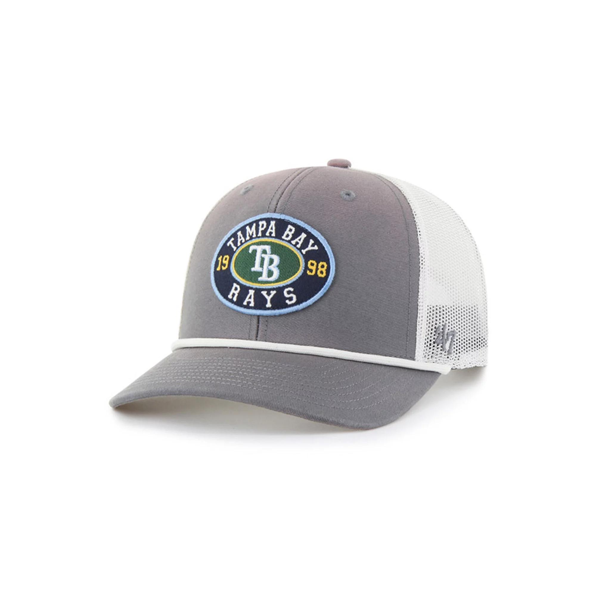 Mens 47 Gray/White Tampa Bay Rays Tide Sweep Rope Trucker Adjustable Hat Product Image