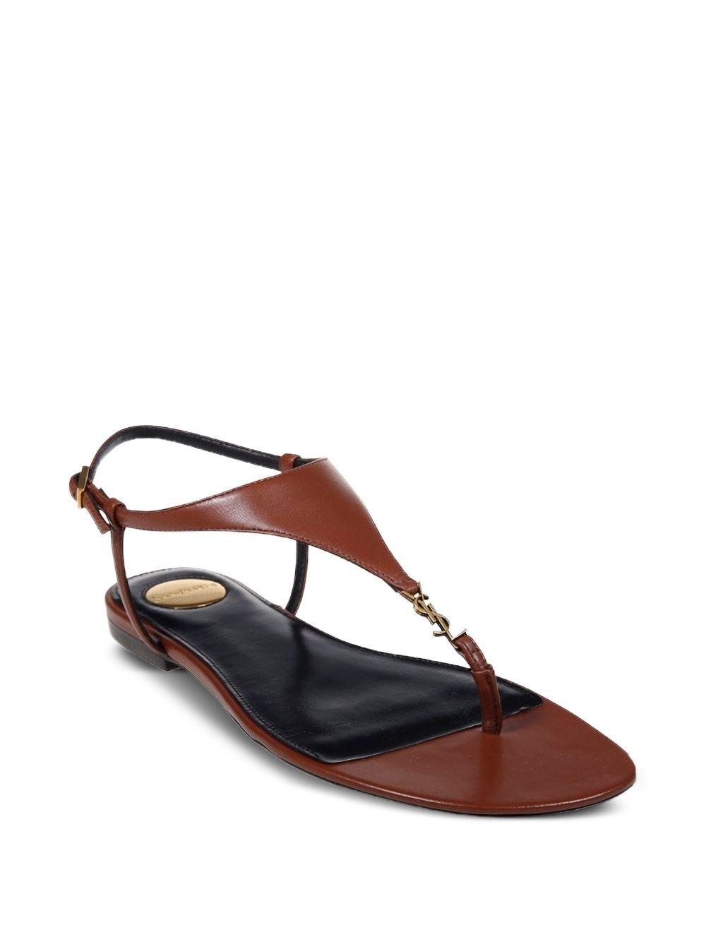 T-strap logo-embellished leather sandals Product Image