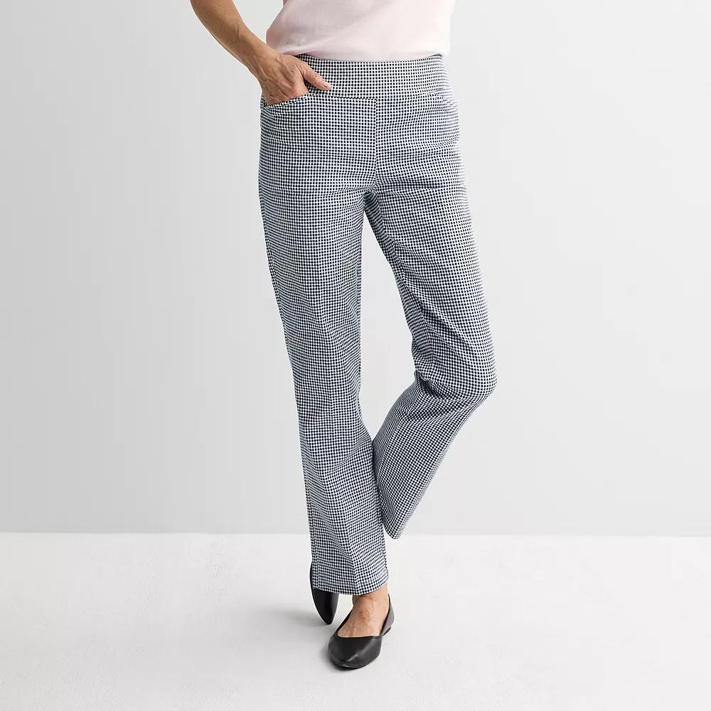 Women's Croft & Barrow® Effortless Stretch Pull-On Straight-Leg Pants, Size: 6, Blue Check Product Image