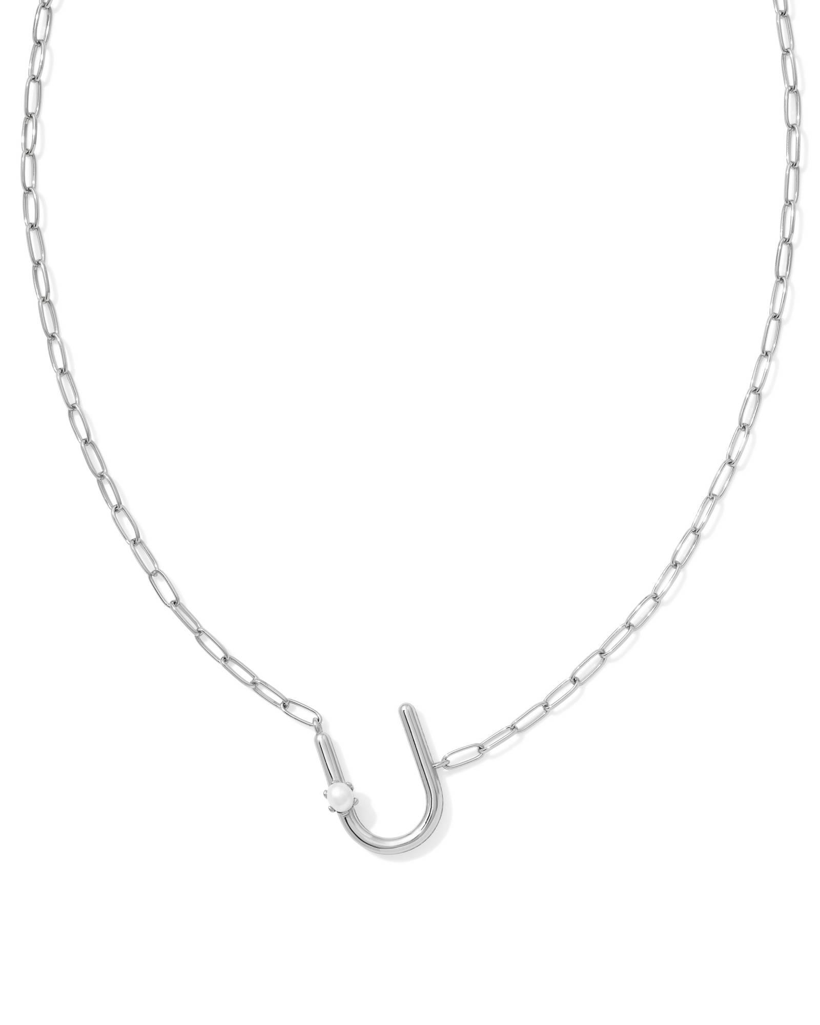 Pearl Silver Letter X Short Pendant Necklace in Freshwater Cultured Pearl Product Image