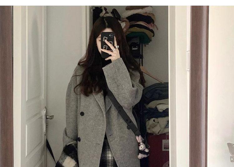 Plain Midi Double-Breasted Coat Product Image