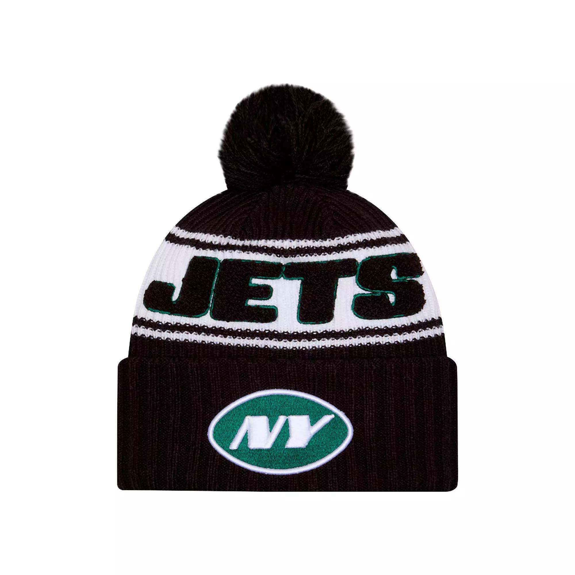 Mens New Era New York Jets 2024 Sideline Cuffed Knit Hat with Pom Product Image