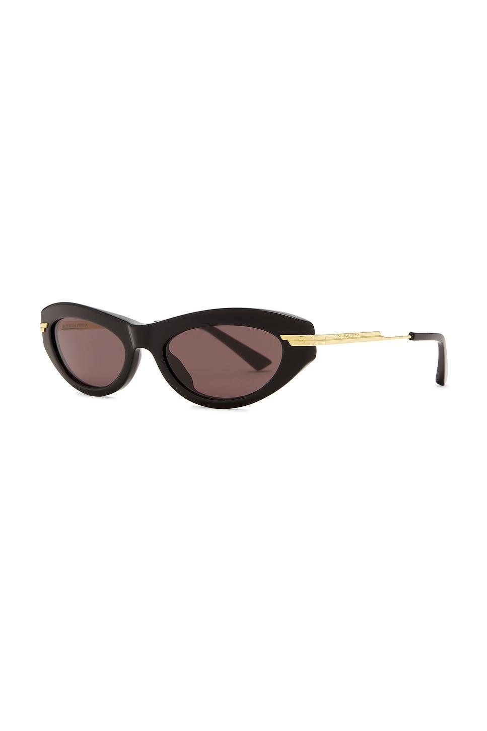 BOTTEGA VENETA Oval Sunglasses In Black  Gold  & Grey Product Image