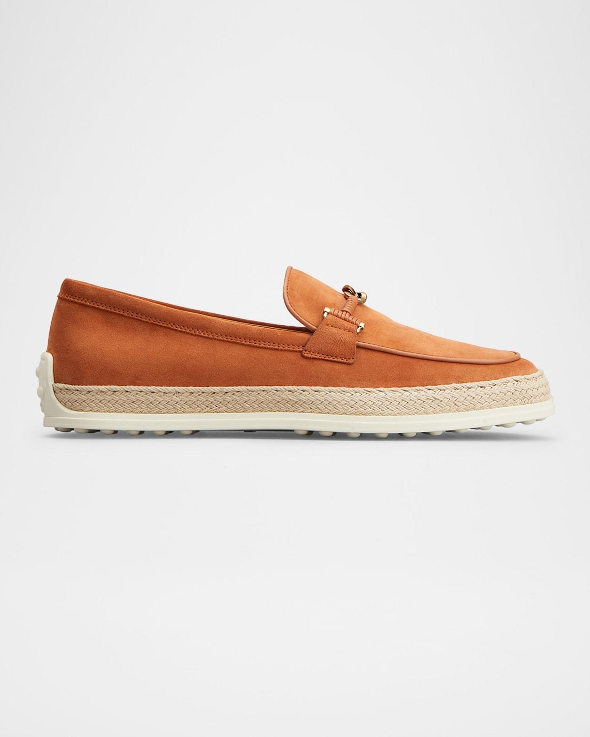TOD'S Suede And Raffia Slipper Loafers In Henne Product Image