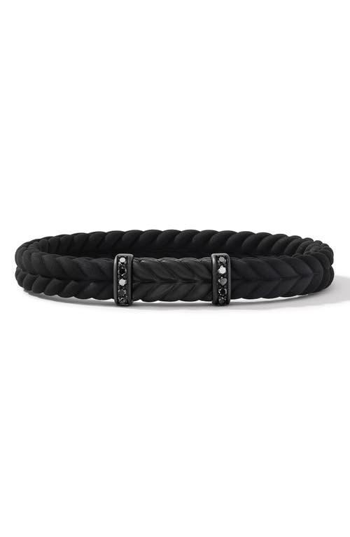 Mens Chevron Black Rubber Bracelet with Black Titanium and Pav Black Diamonds Product Image