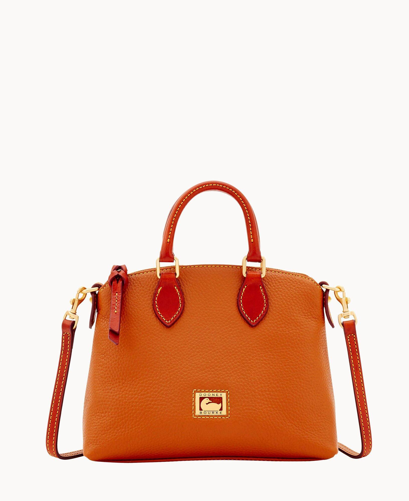 Dooney & Bourke Womens Dillen Crossbody Leather Satchel Bag in Caramel Product Image