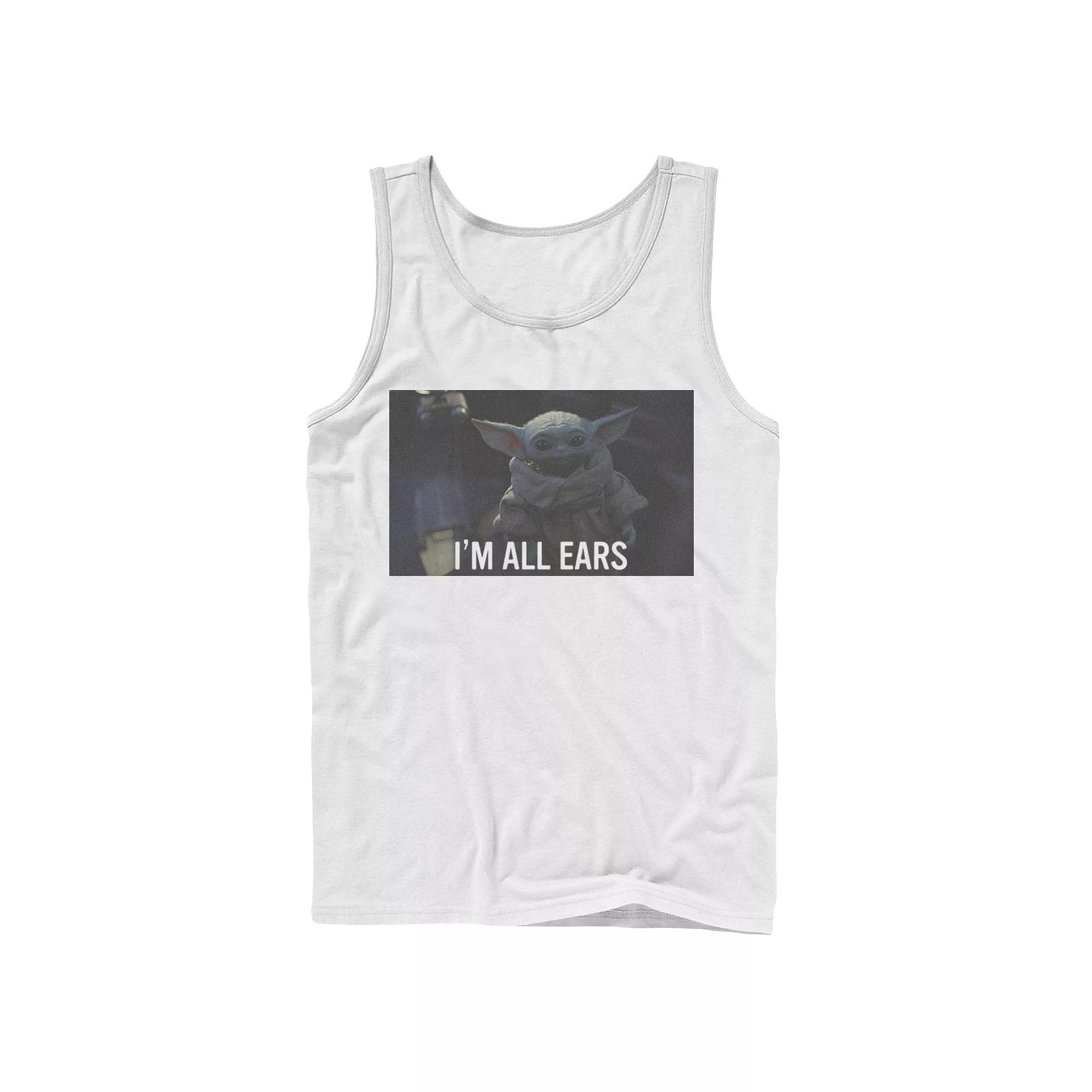 Men's Star Wars The Mandalorian The Child I'm All Ears Portrait Tank Top, Size: Large, White Product Image