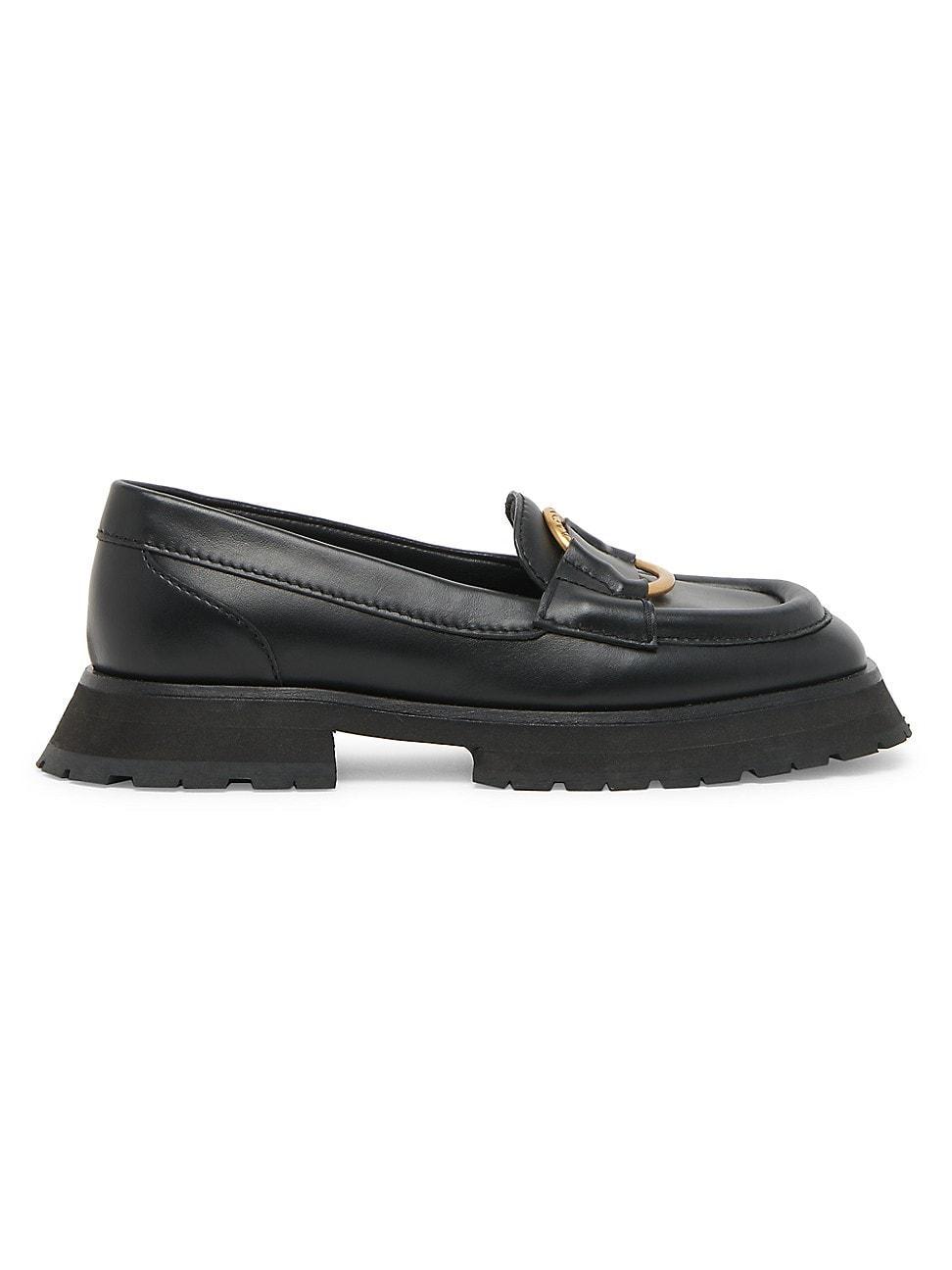 Bell Calfskin Logo Slip-On Loafers Product Image