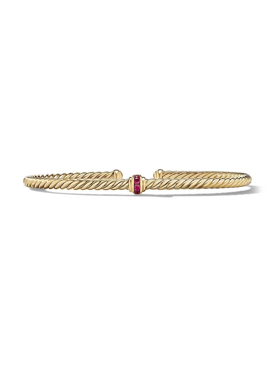 David Yurman 18K Yellow Gold Cable Classics Pave Ruby Center Station Bracelet Product Image