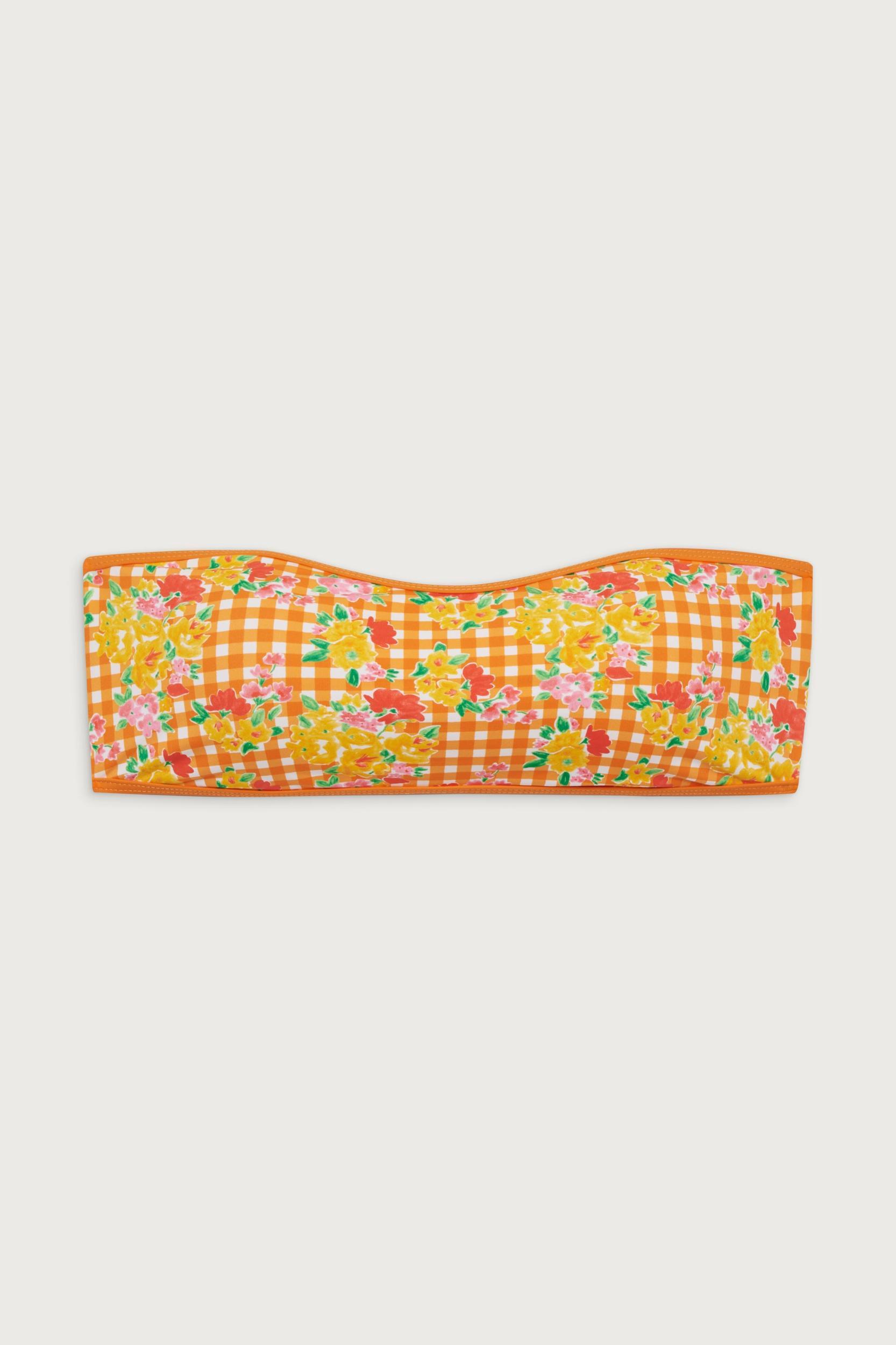 Rosabella Floral Bandeau Bikini Top - Marigold Gingham Product Image