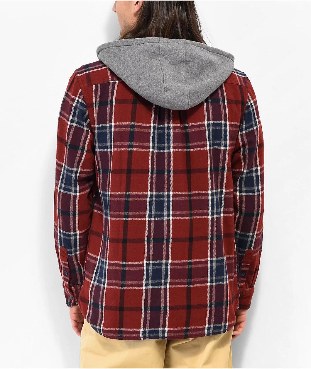 Vans Lopes Syrah & Blue Hooded Flannel Shirt Product Image