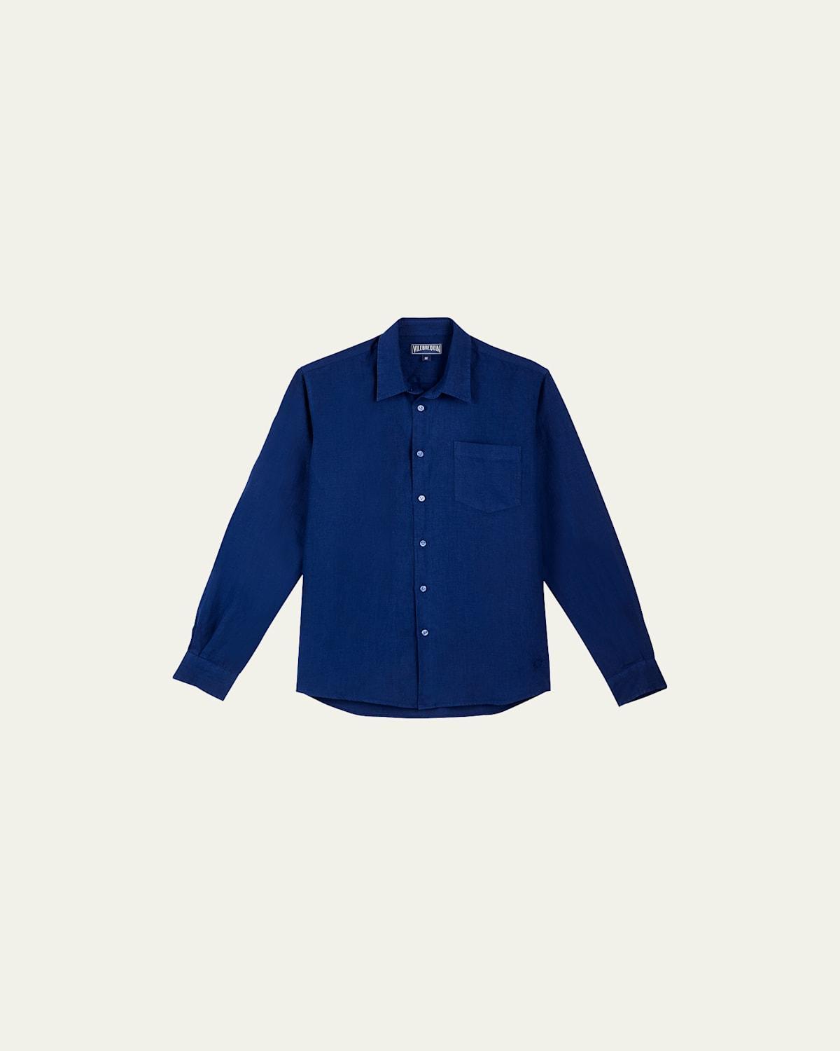 Mens Caroubis Solid Linen Sport Shirt Product Image