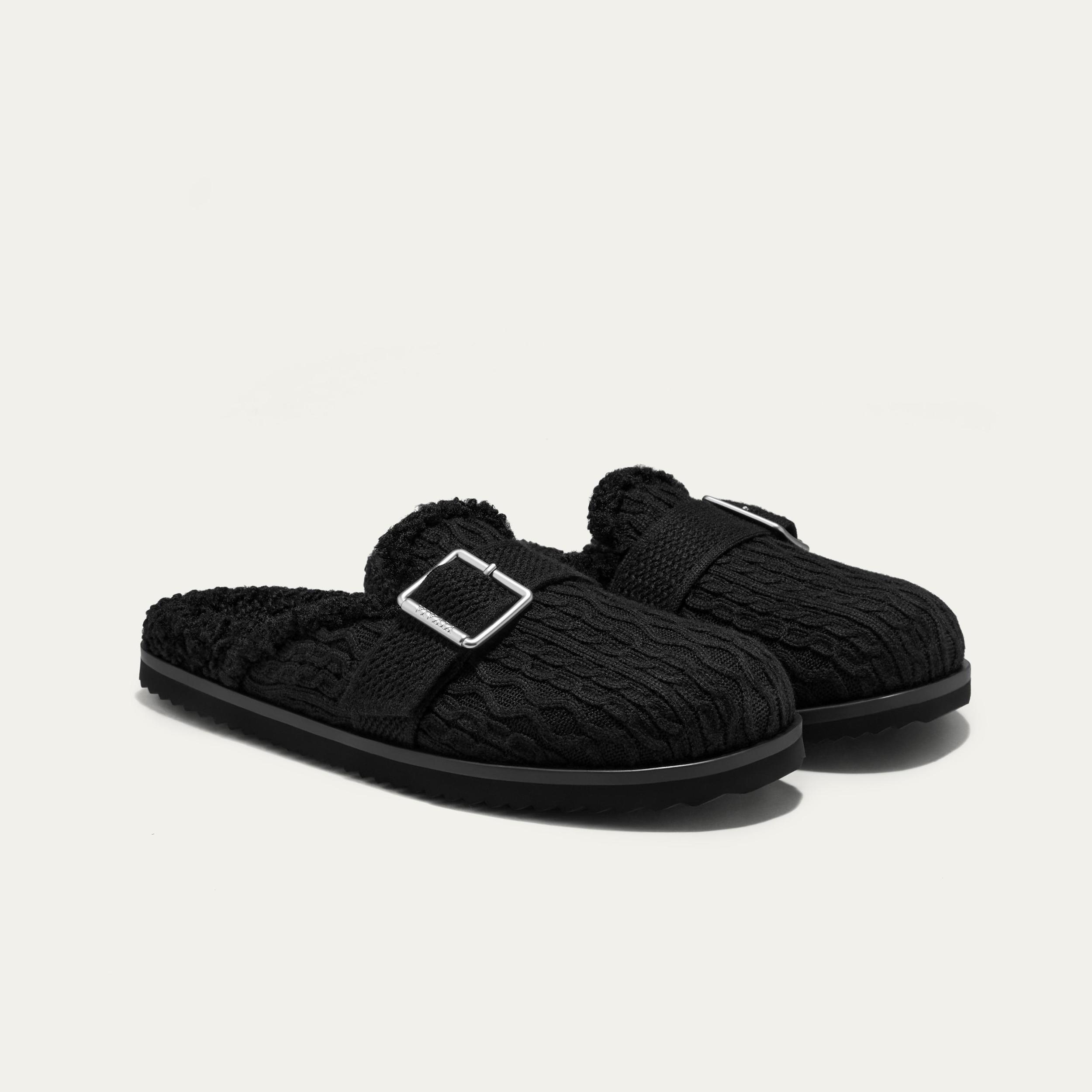 Round-Toe Wool Slippers (Hazel) Product Image