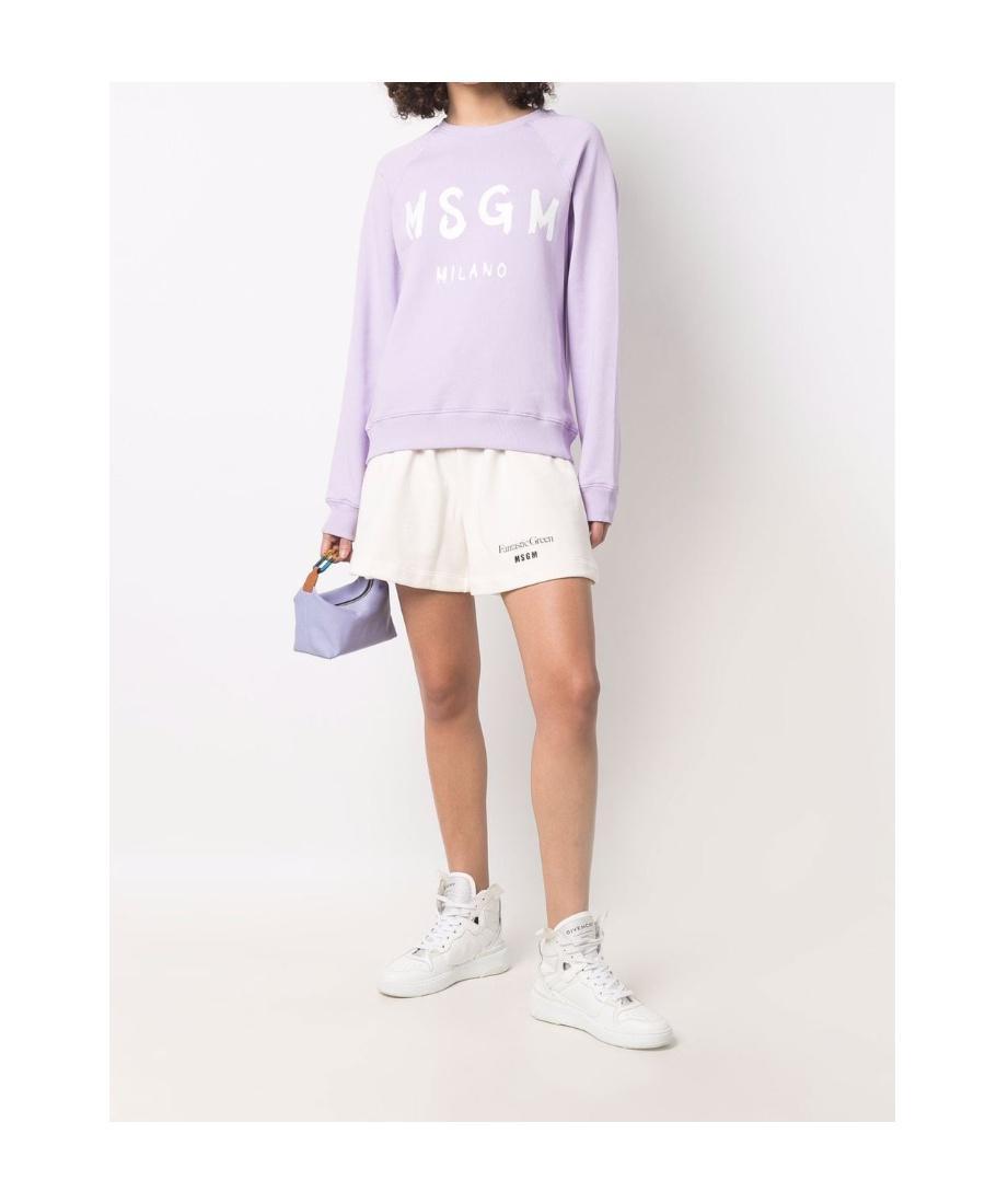 MSGM Logo Crew-neck Sweatshirt In White Product Image