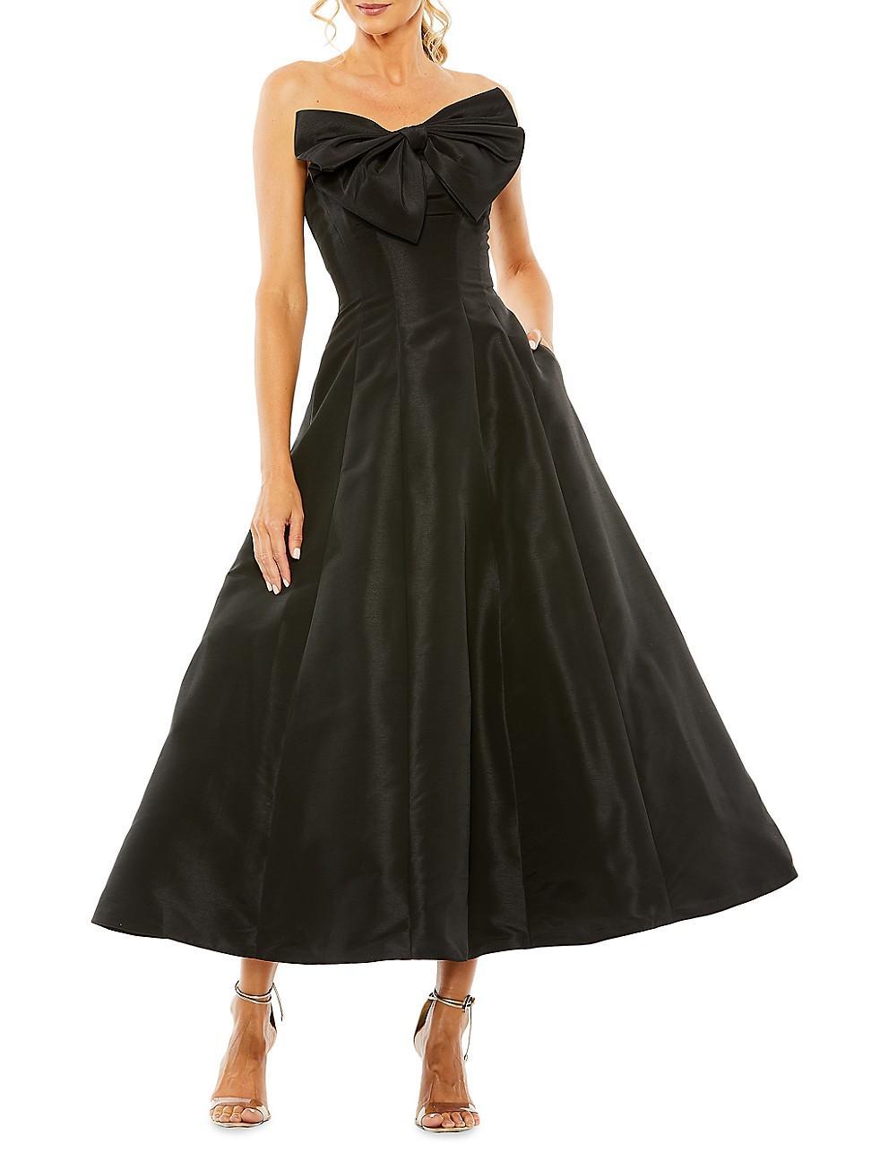 Mac Duggal Satin Strapless Bow Bodice A-line Ball Gown Product Image