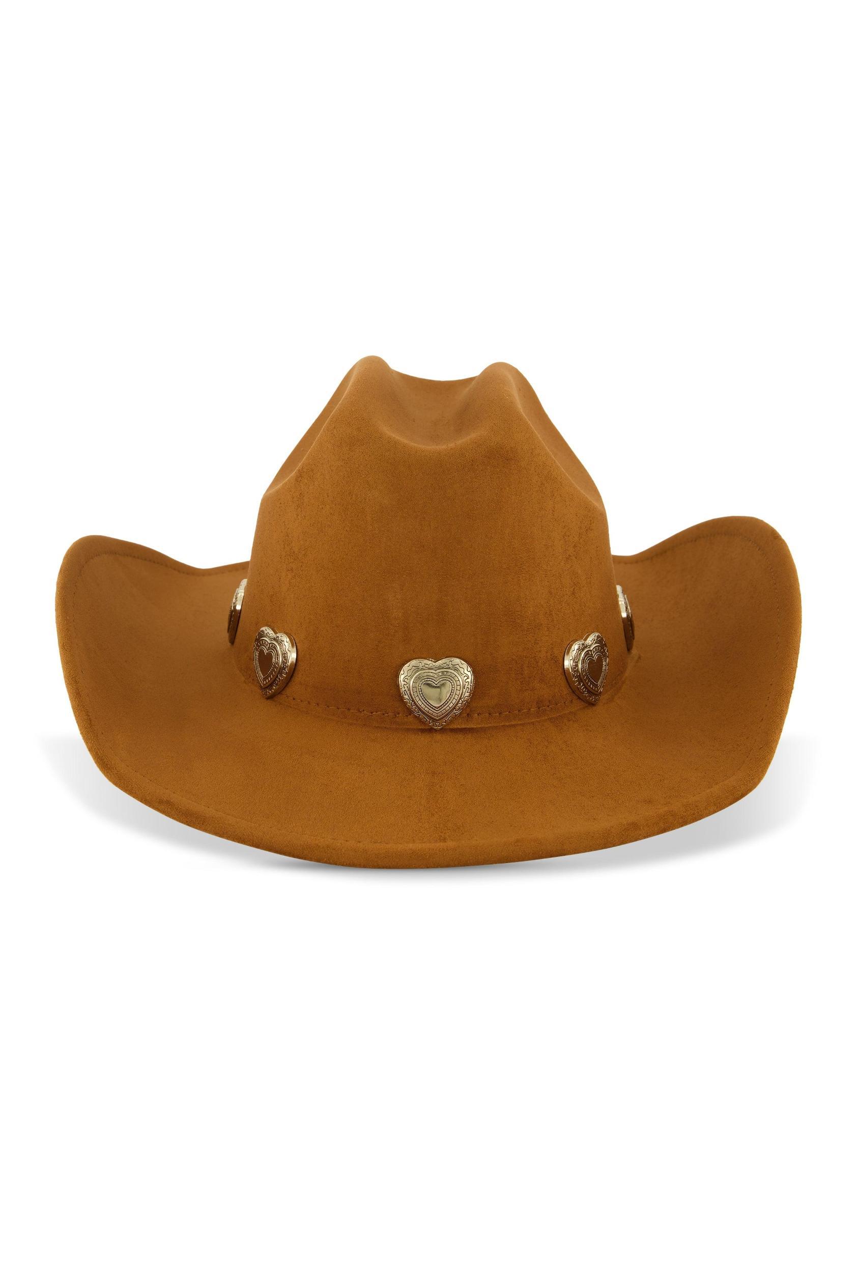 Womens Heart Trim Faux Suede Cowboy Hat Product Image