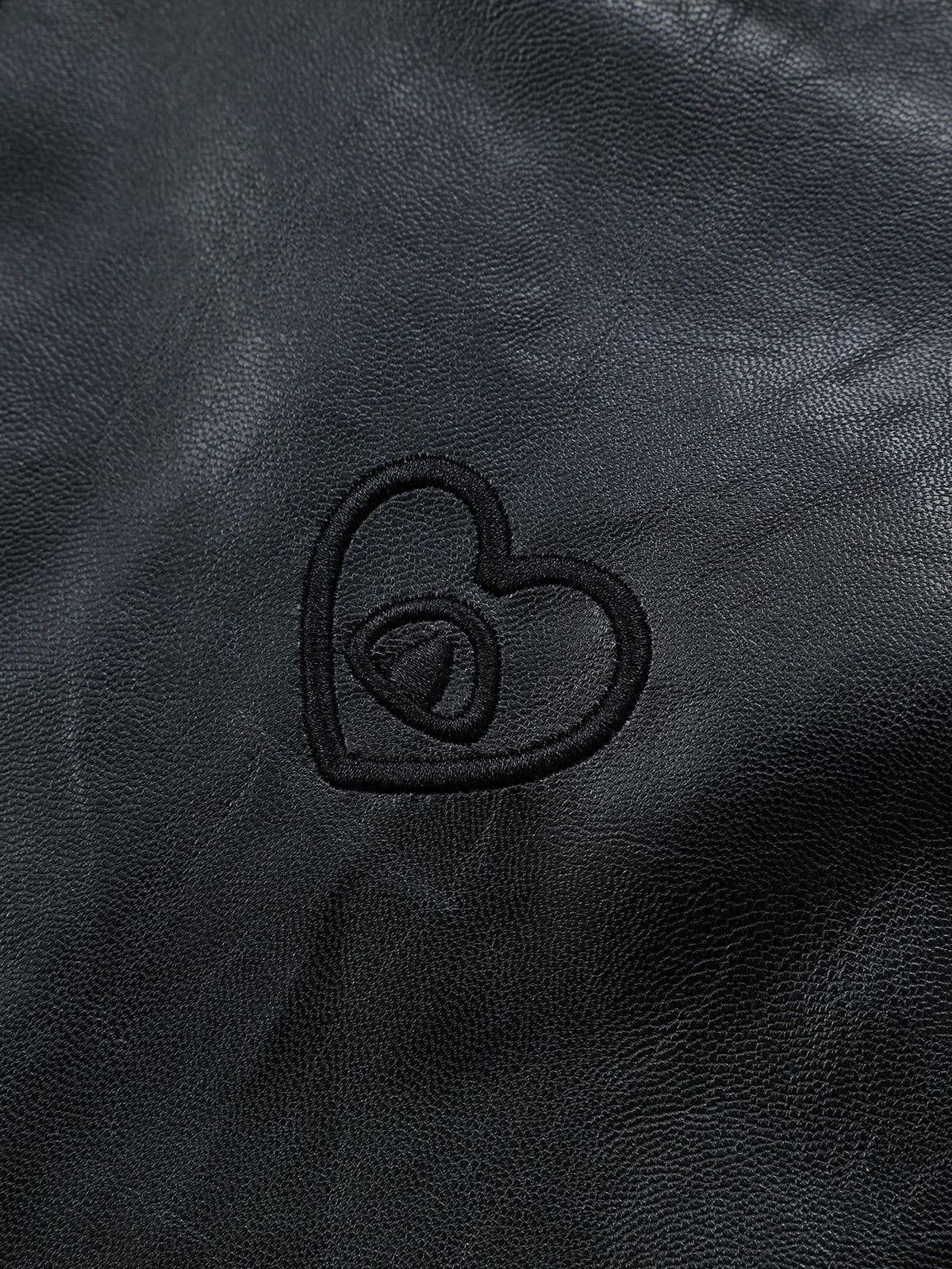 Aelfric Eden Zip Up Ruched Leather Jacket Product Image