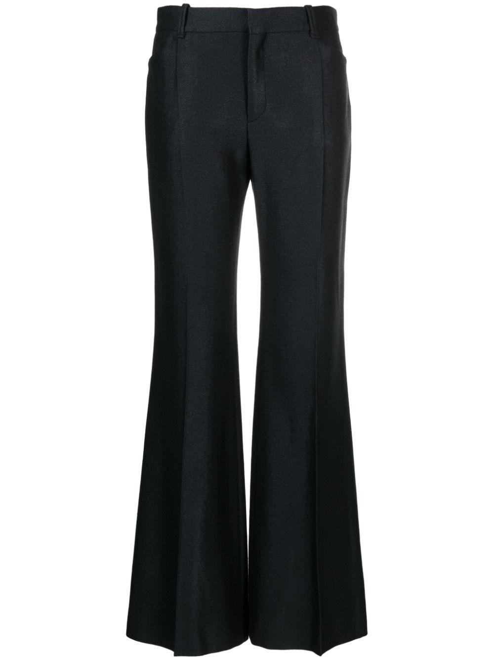 CHLOÉ Wide-leg Flared Trousers In Blue Product Image