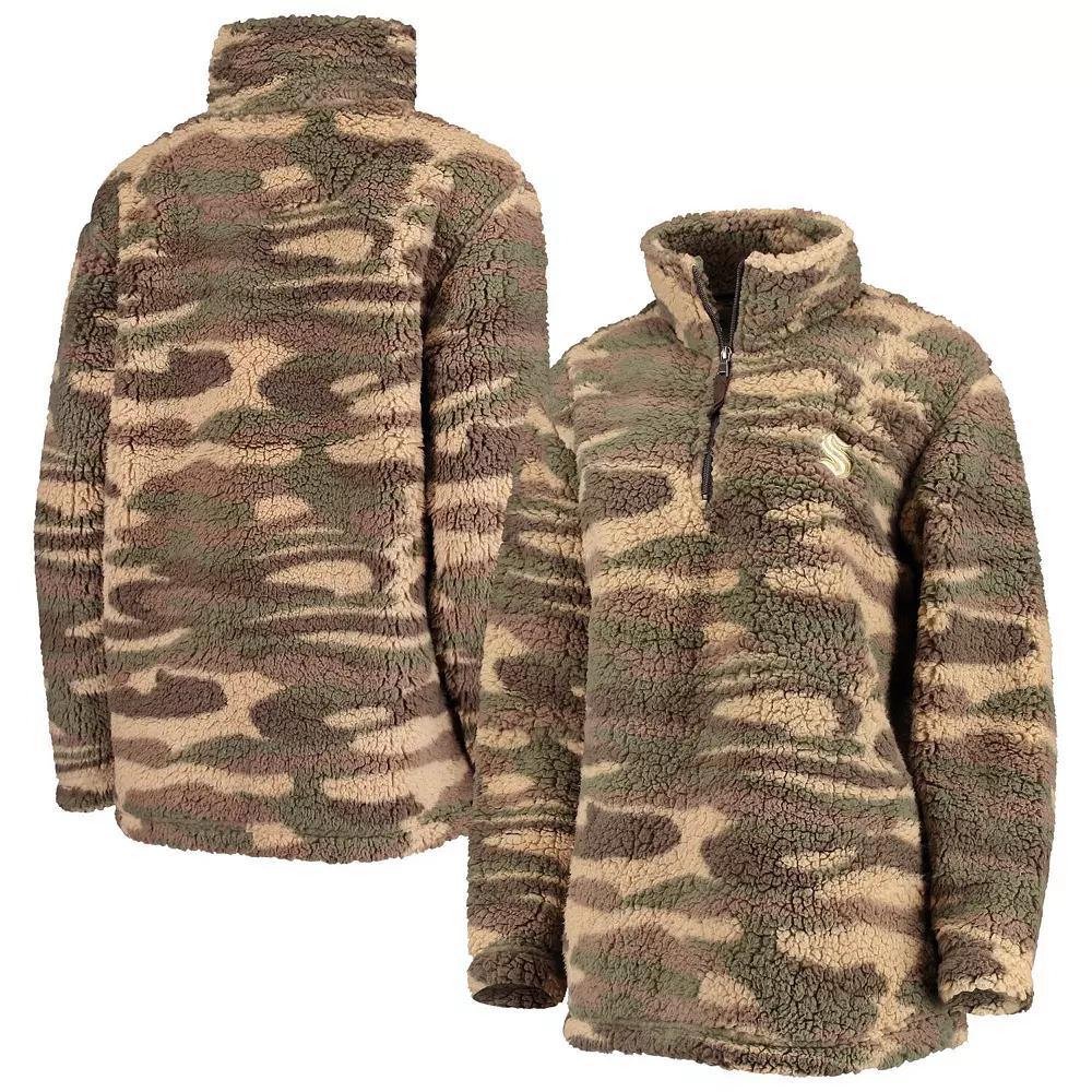 Women's G-III Sports by Carl Banks Camo Seattle Kraken Sherpa Quarter-Zip Jacket, Size: XL, Krk Green Product Image