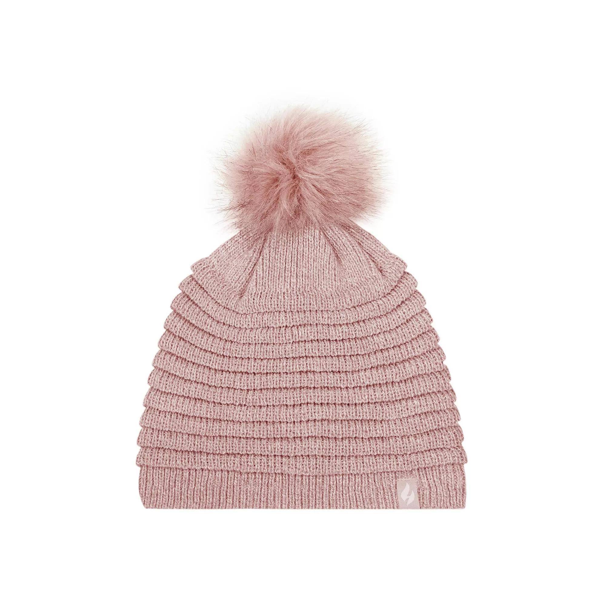 Women's Heat Holders Heatweaver Rib Knit Pom Pom Hat, Blue Product Image