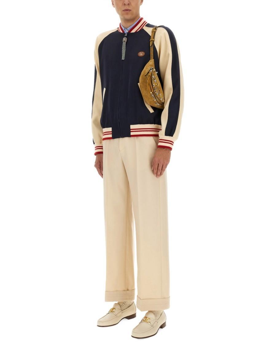 VALENTINO La Chat De La Maison Wool Bomber Jacket In Black Product Image