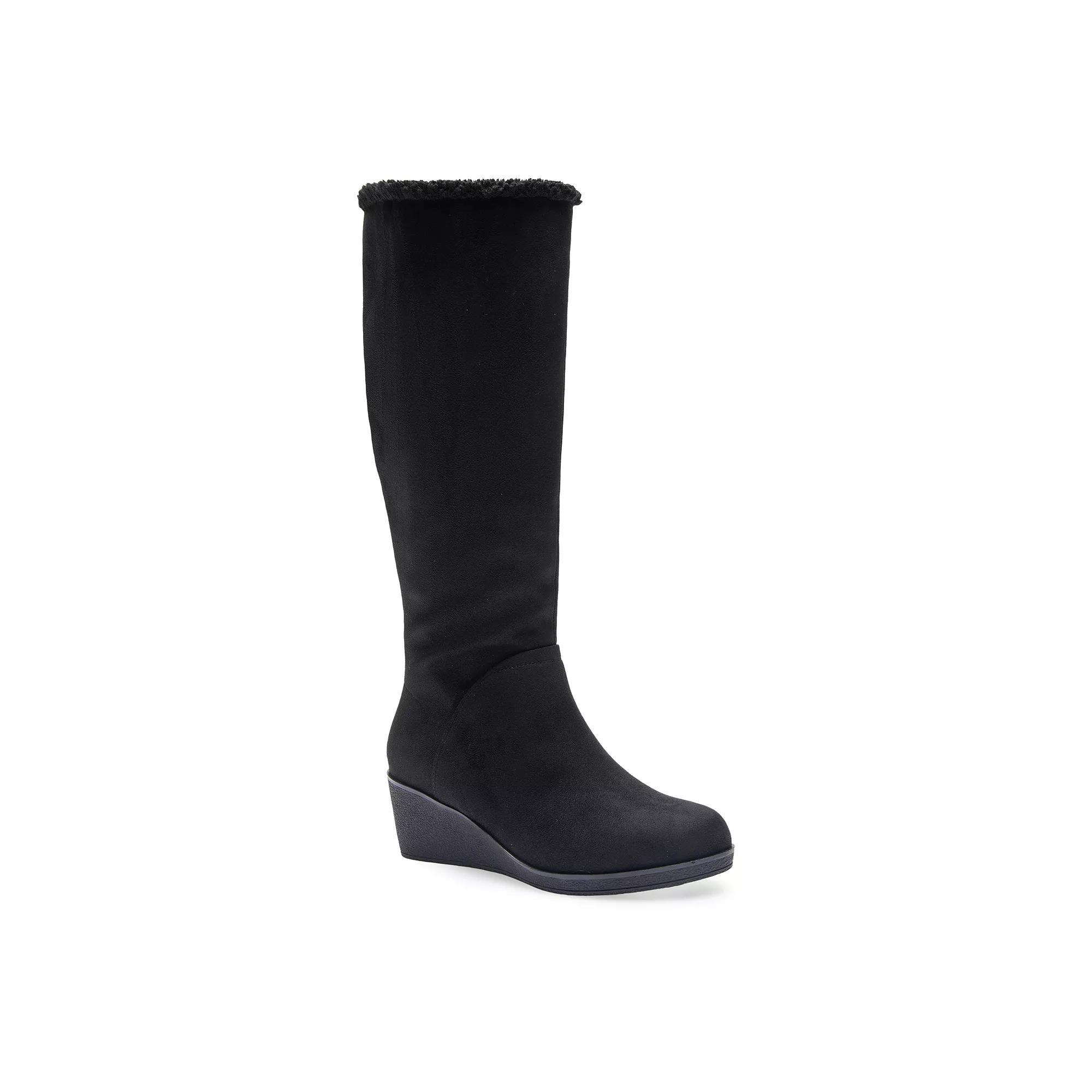 Aerosoles Binocular Women's Shearling Knee-High Boots, Size: 8, Black Faux Suede Product Image