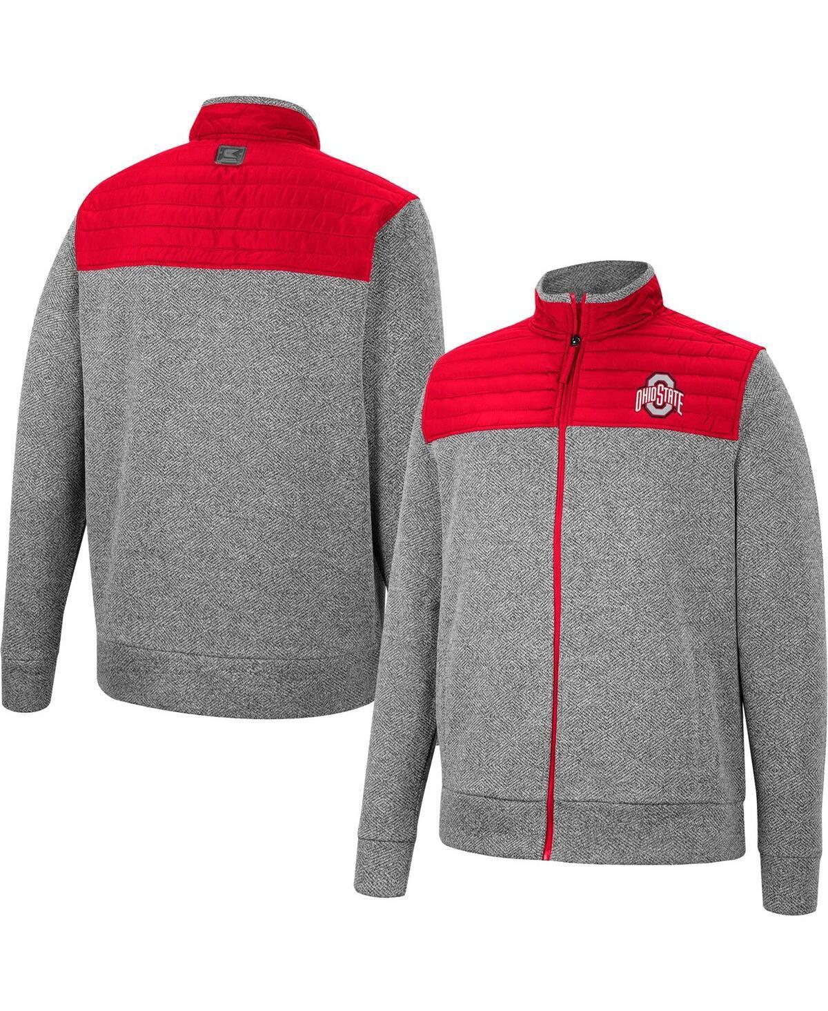 Men's Colosseum Gray/Cardinal Oklahoma Sooners Putter Herringbone Full-Zip Jacket, Size: XL, Charco Product Image