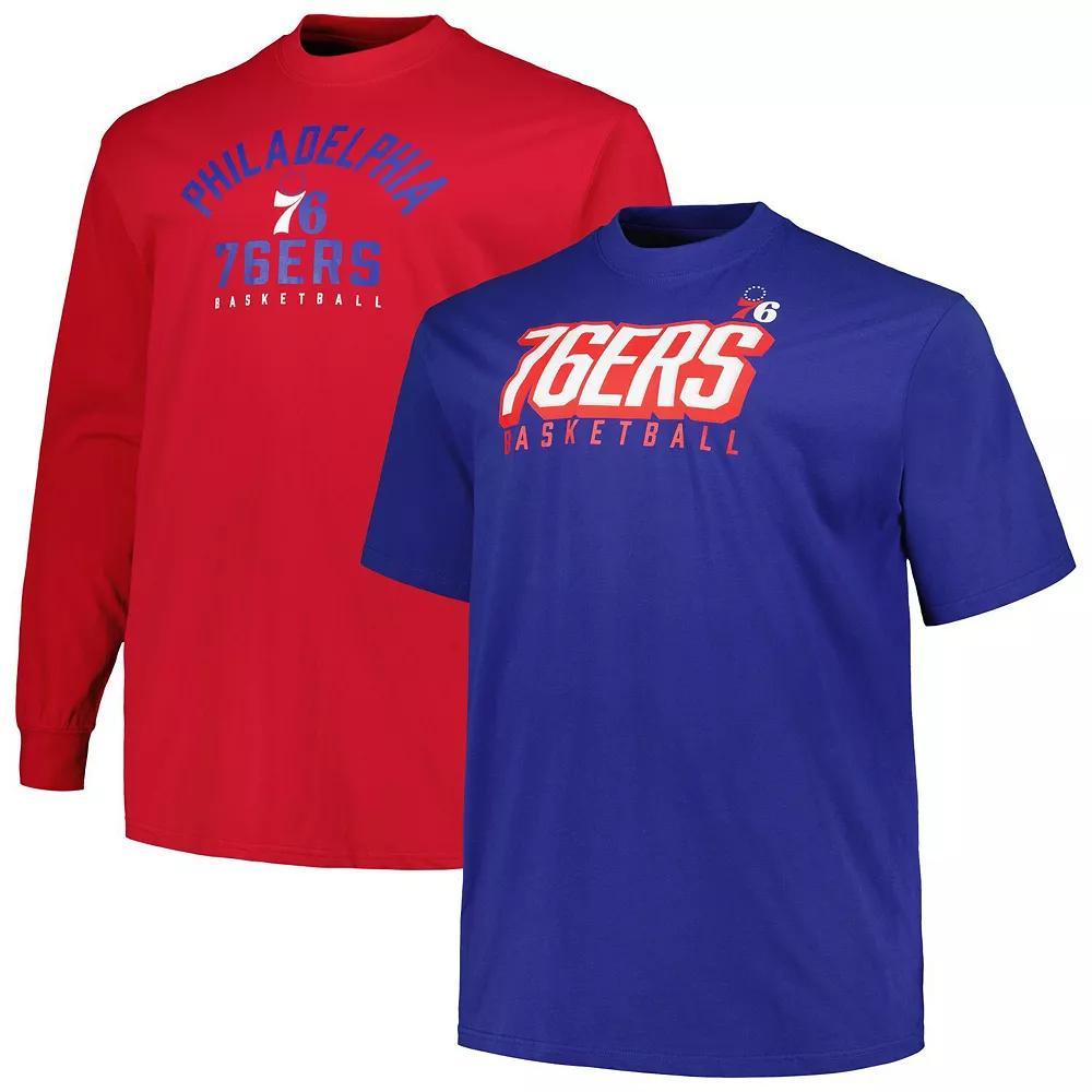 Men's Fanatics Branded Royal/Red Philadelphia 76ers Big & Tall Short Sleeve & Long Sleeve T-Shirt Set, Size: 3XB, 76r Blue Product Image
