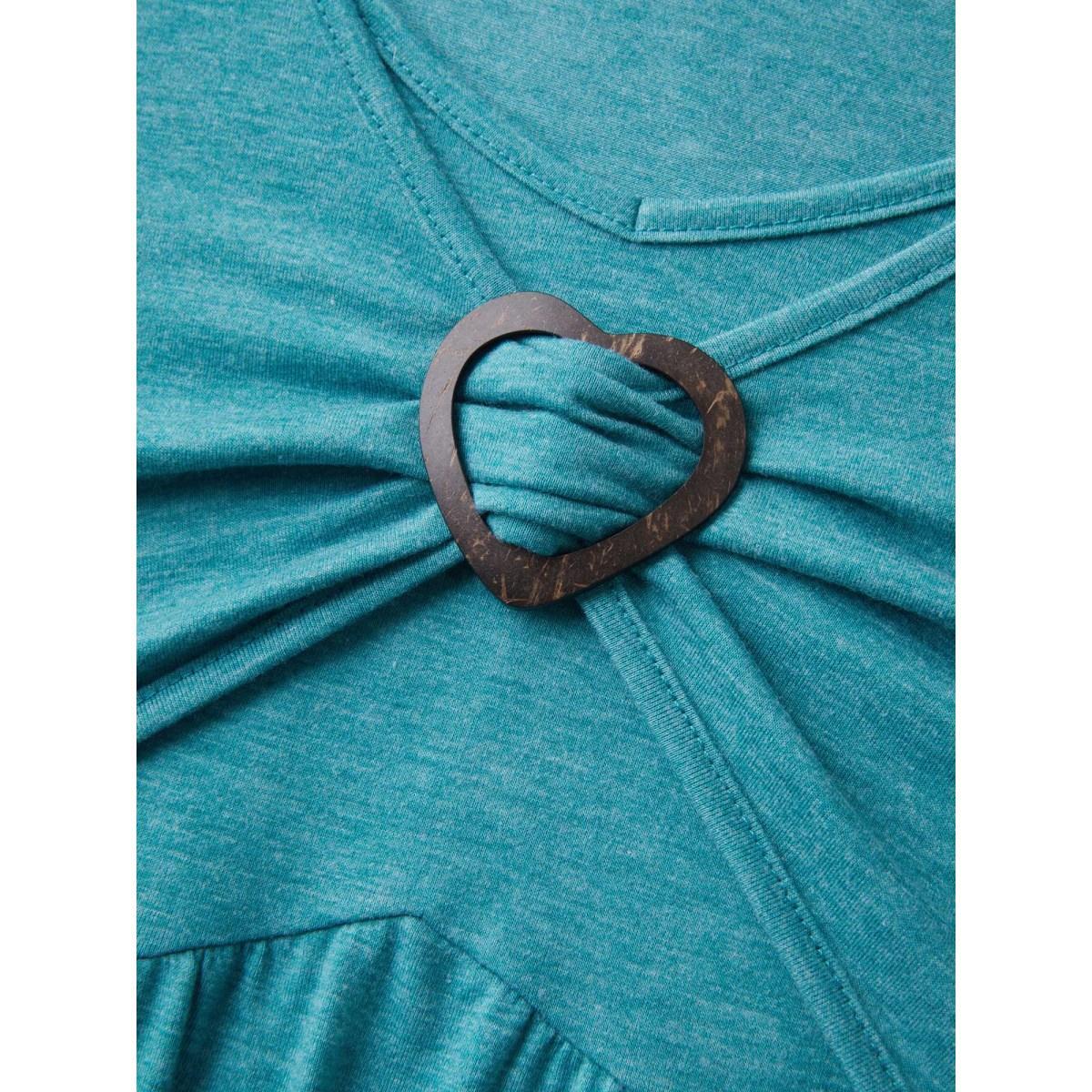 Plus Size Buckle Detail Ruched Midi Knit Dress Cerulean Women Knit Dresses Bloomchic 28/5X Product Image